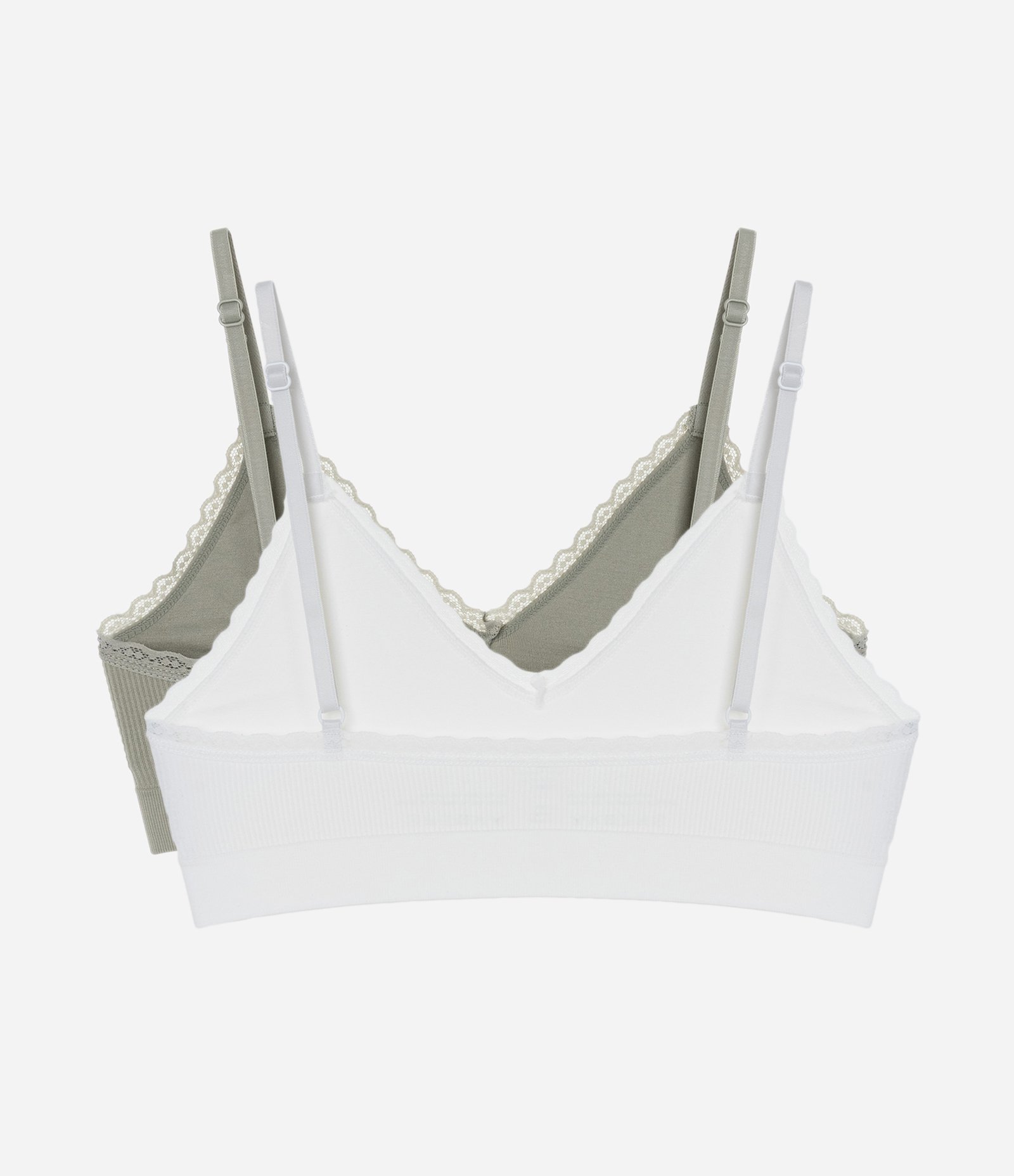 Kit 02 Sutiãs Top Triângulo Seamless com Detalhe de Rendinha Verde/Branca 2