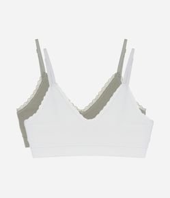 Kit 02 Sutiãs Top Triângulo Seamless com Detalhe de Rendinha
