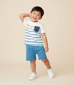 Conjunto Infantil com Bolsinho e Estampa Listrada - Tam 1 a 6 Anos