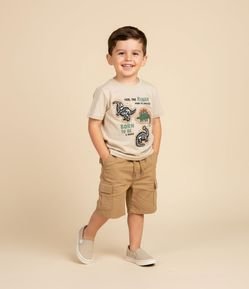 Camiseta Infantil com Estampa Interativa Dinos - Tam 1 a 6 Anos