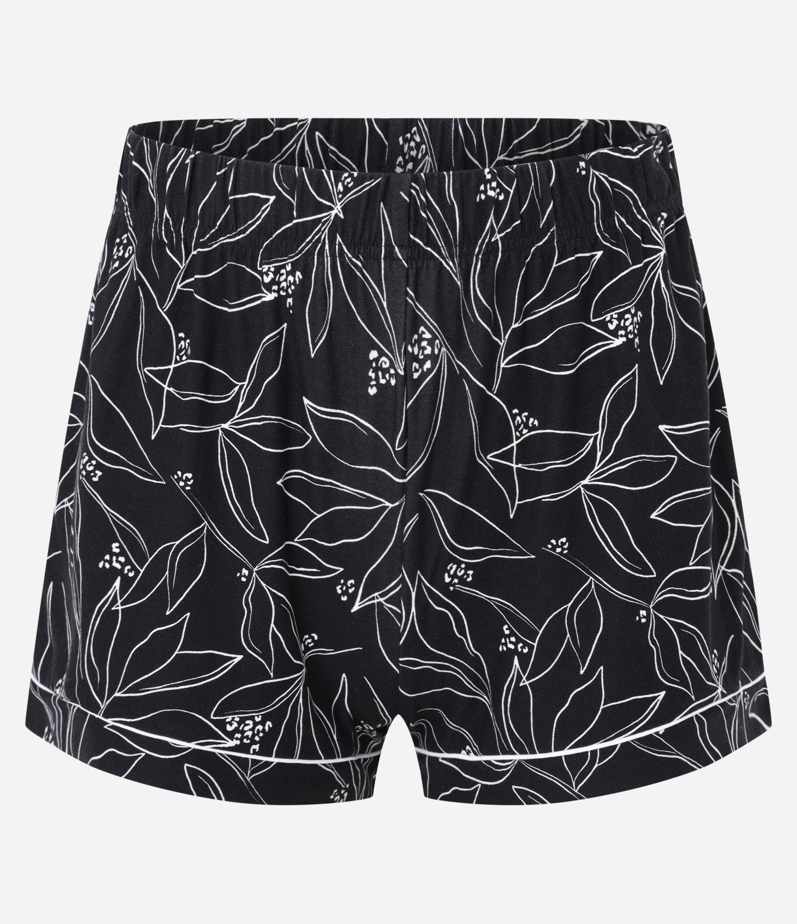 Pijama Short Doll Alcinha em Malha com Toque Suave e Estampa Folhagens Preto 6