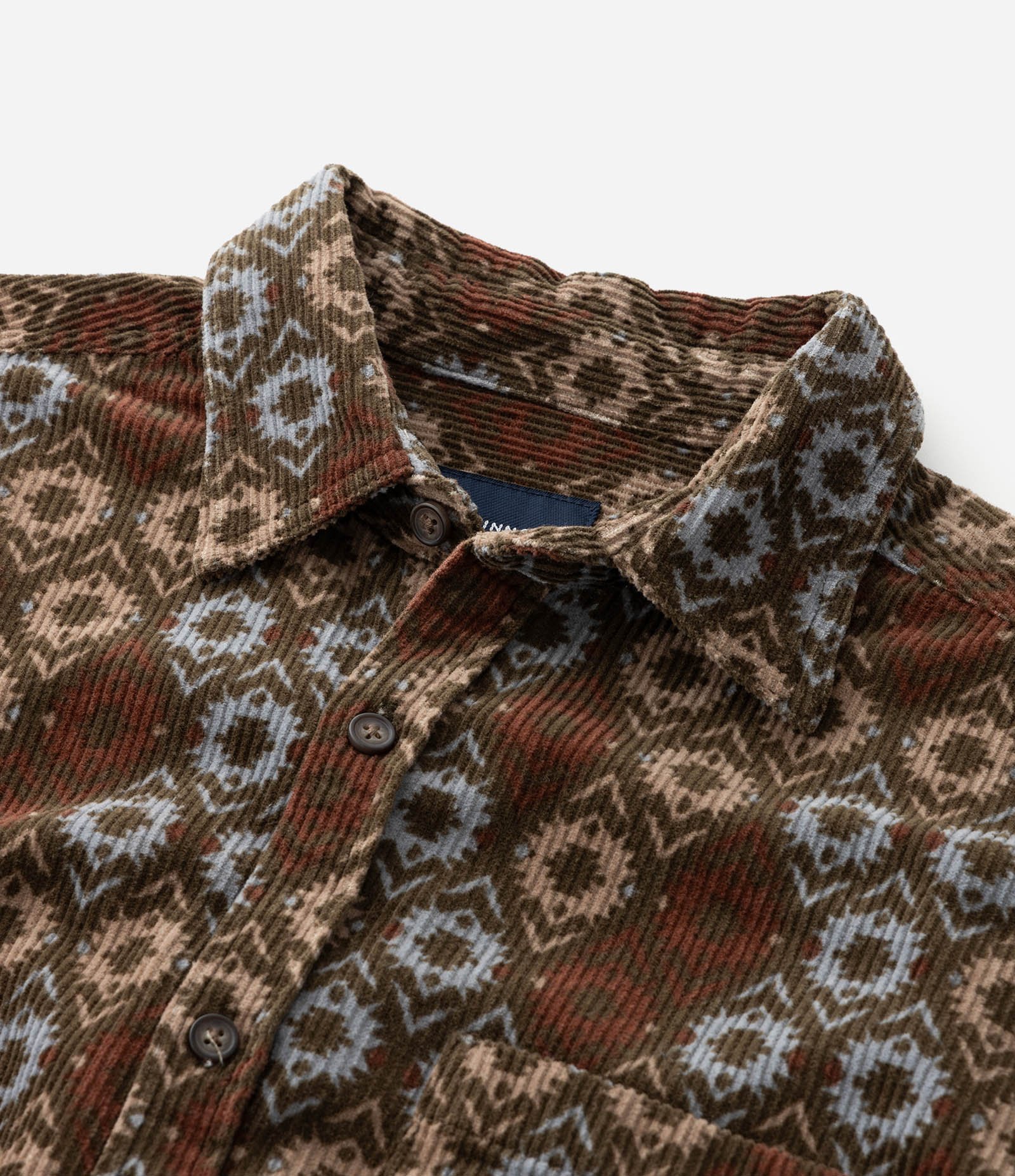 Camisa em Algodão Veludo com Estampa Geométrica Marrom 8