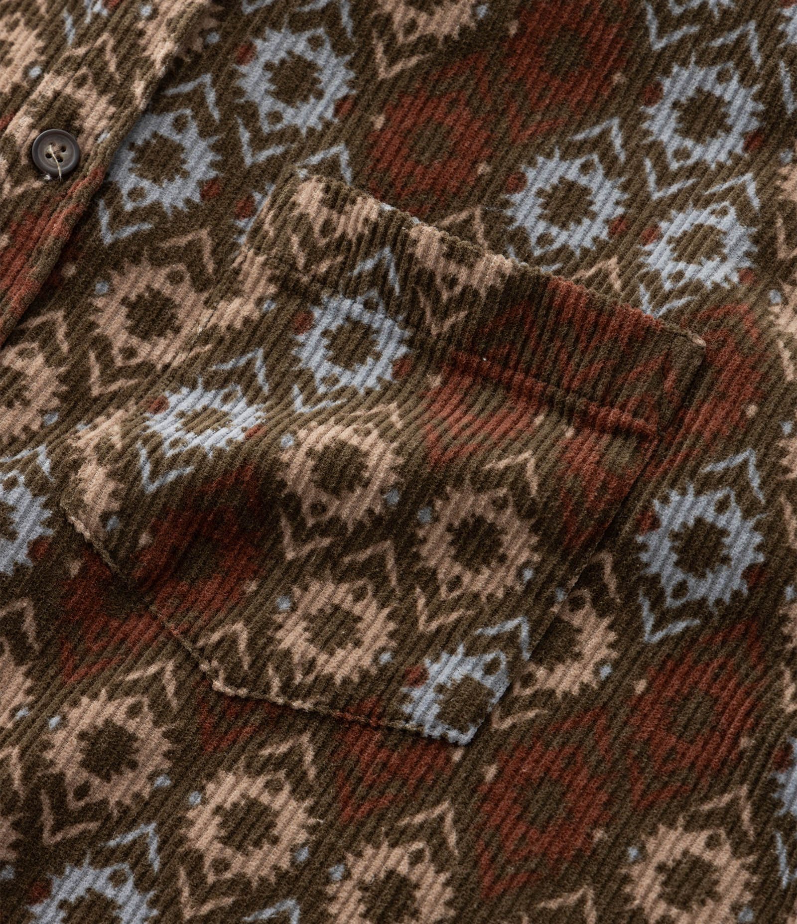 Camisa em Algodão Veludo com Estampa Geométrica Marrom 11