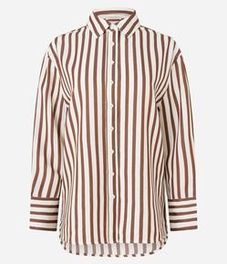 Camisa Anarruga com Listras e Abotoamento Frontal