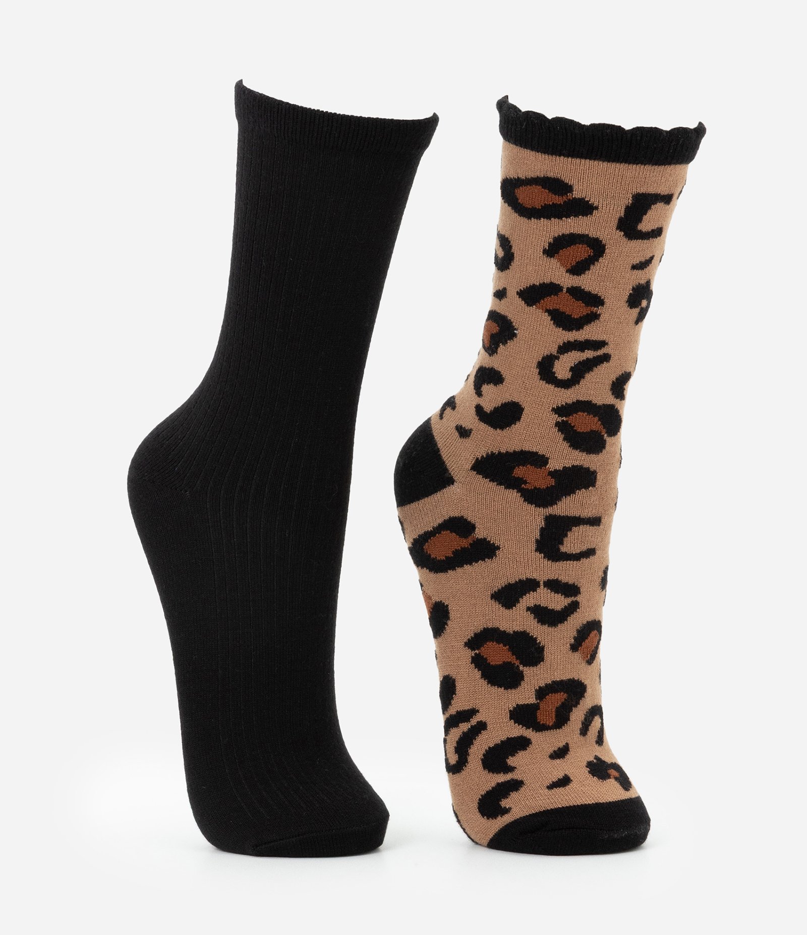 Kit 02 Meias Cano Alto em Poliamida com Estampa Animal Print Onça Multicores 2