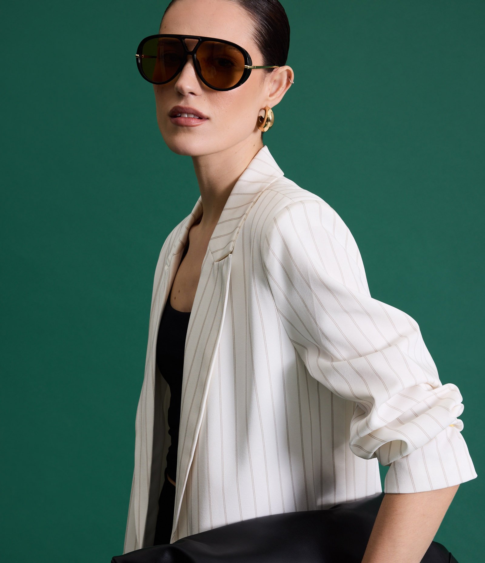 Blazer Oversized Alfaiatado com Lapelas e Listras Off White 3