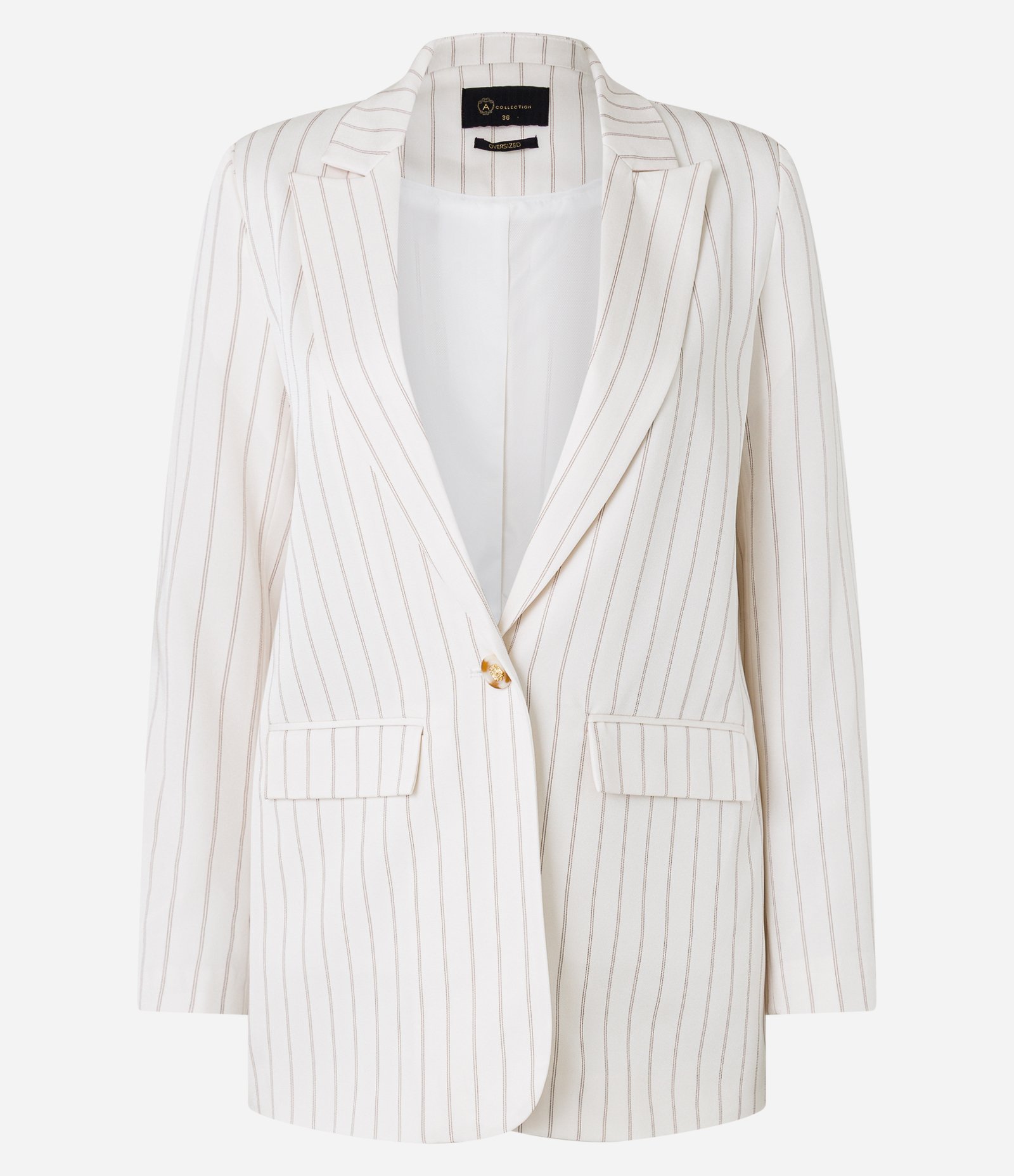 Blazer Oversized Alfaiatado com Lapelas e Listras Off White 9