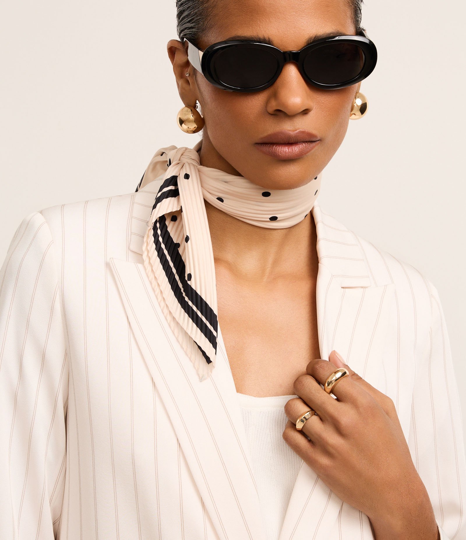 Blazer Oversized Alfaiatado com Lapelas e Listras Off White 7
