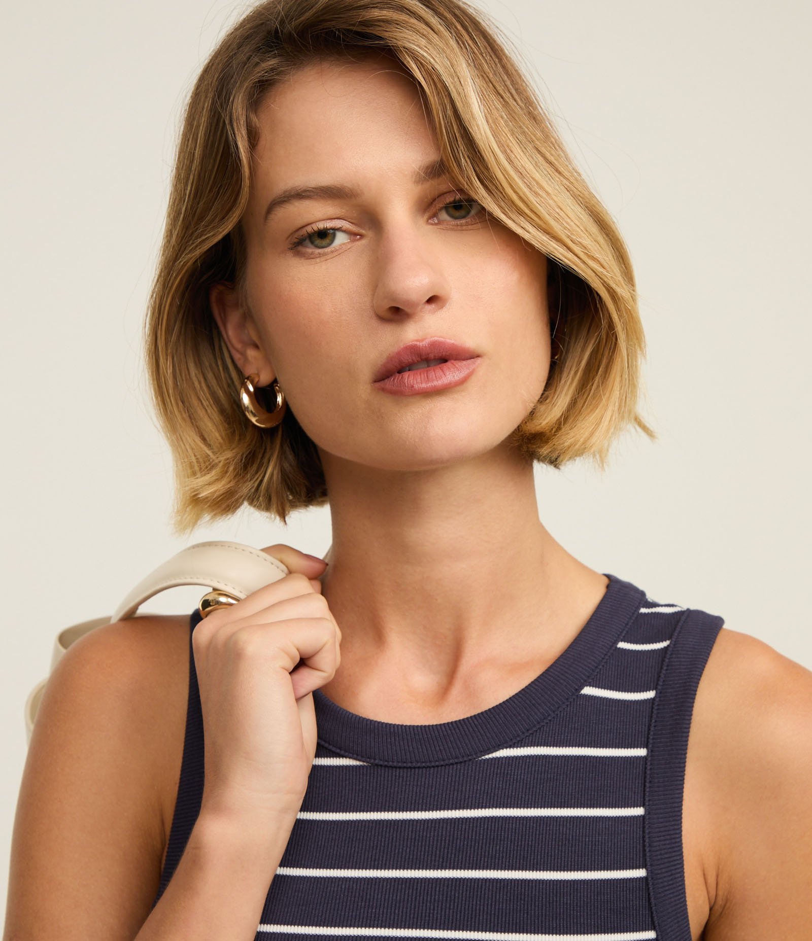 Vestido Balonê Midi Listrado em Ribana e Tricoline Azul Marinho 4