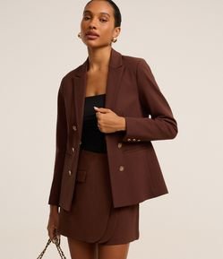 Blazer Alfaiatado em Ponto Roma com Botões Brasão