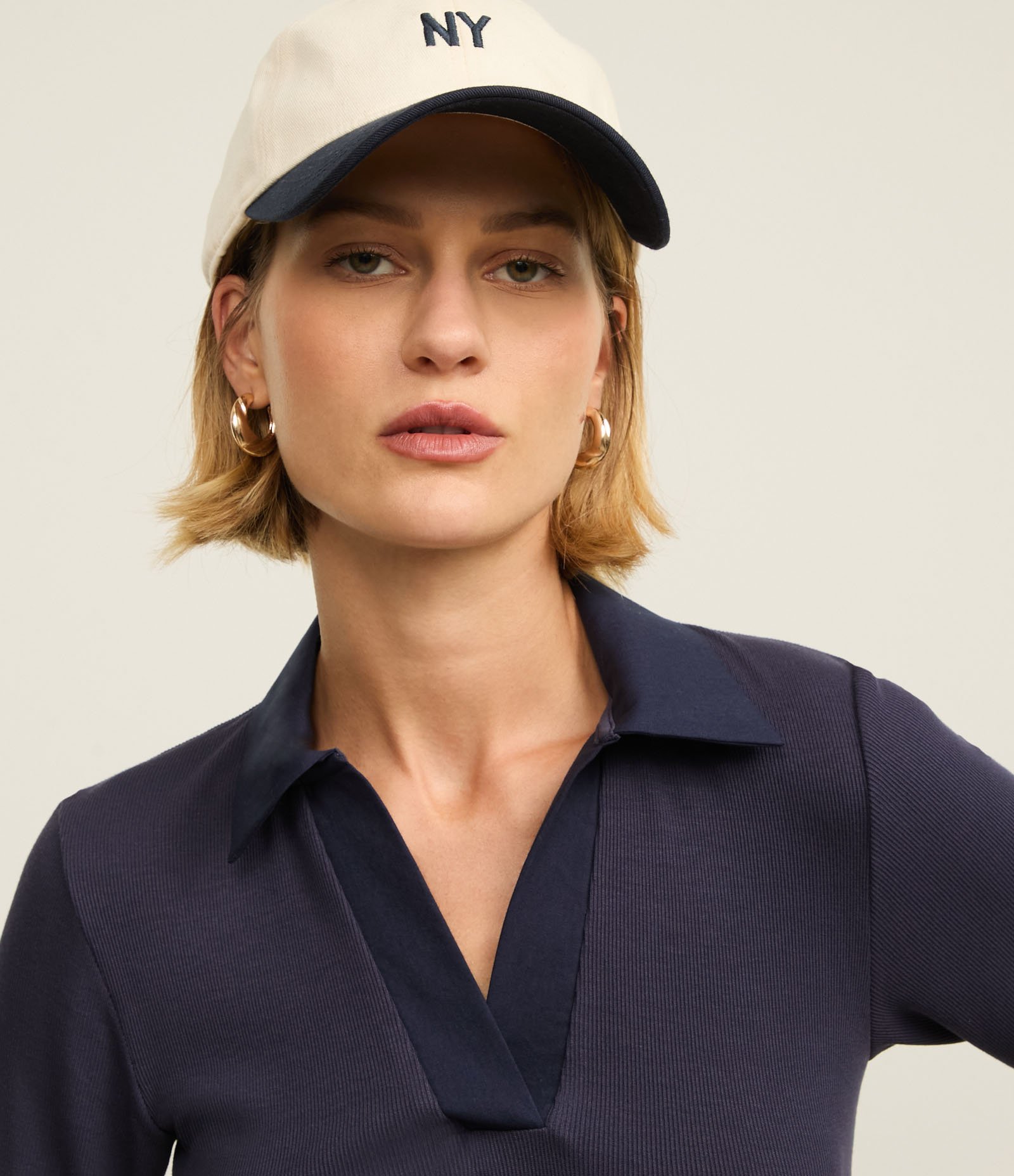 Vestido Godê Midi em Ribana e Tricolne com Gola Polo Azul 4