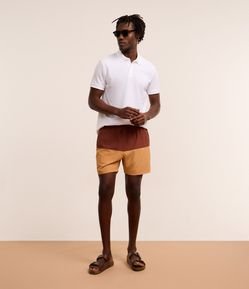 Bermuda em Ripstop com Bolso com Zíper e Estampa Bicolor