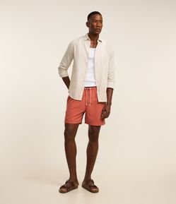 Bermuda de Banho em Peach Touch com Cós Elástico