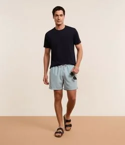 Bermuda de Banho em Peach Touch com Cós Elástico