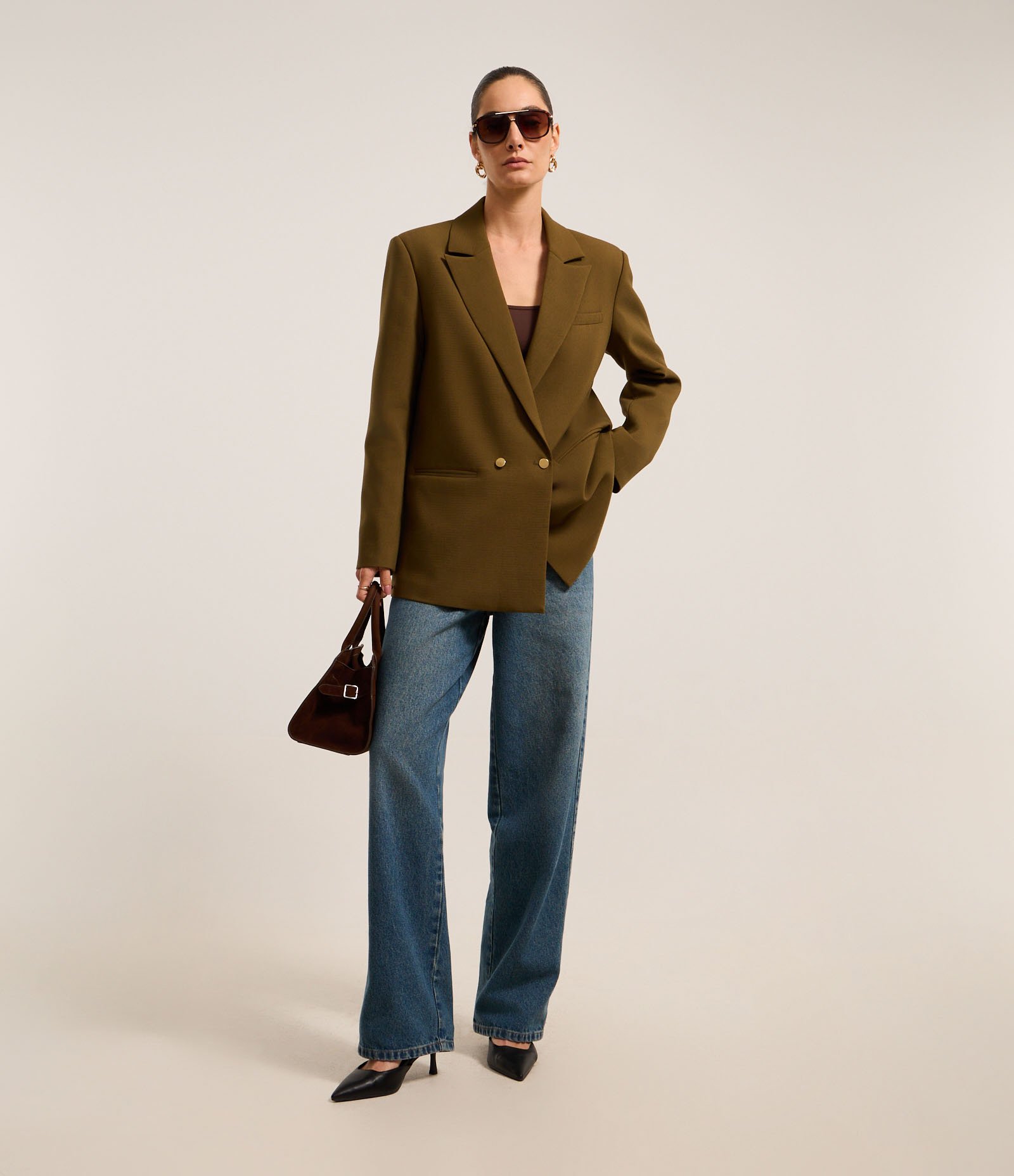 Blazer Oversized com Abotamento Duplo Marrom 3