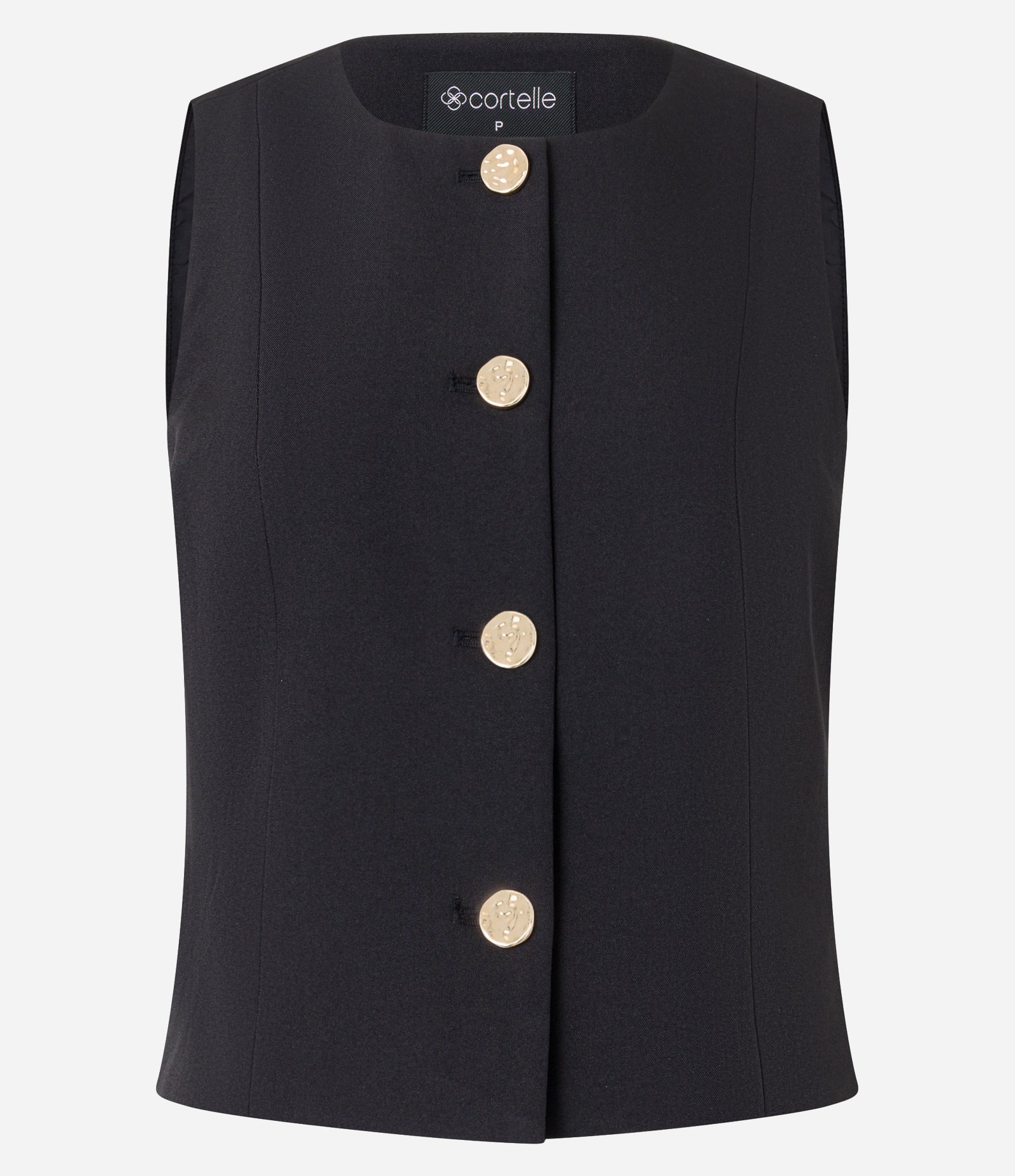 Colete Alfaiatado com Gola Redonda e Botões Metalizados Preto 6