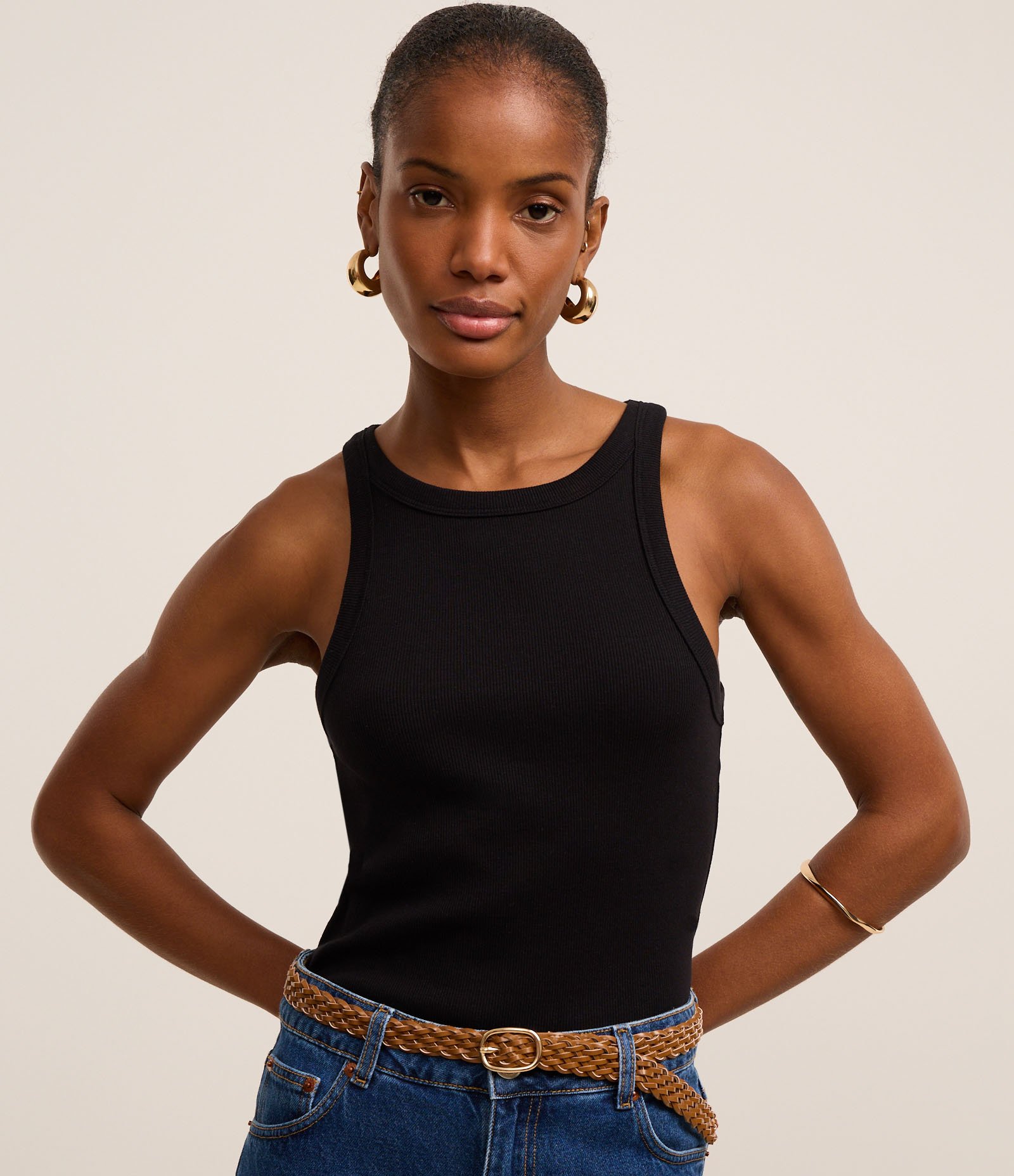 Blusa Básica Regular em Ribana de Algodão Preto 1