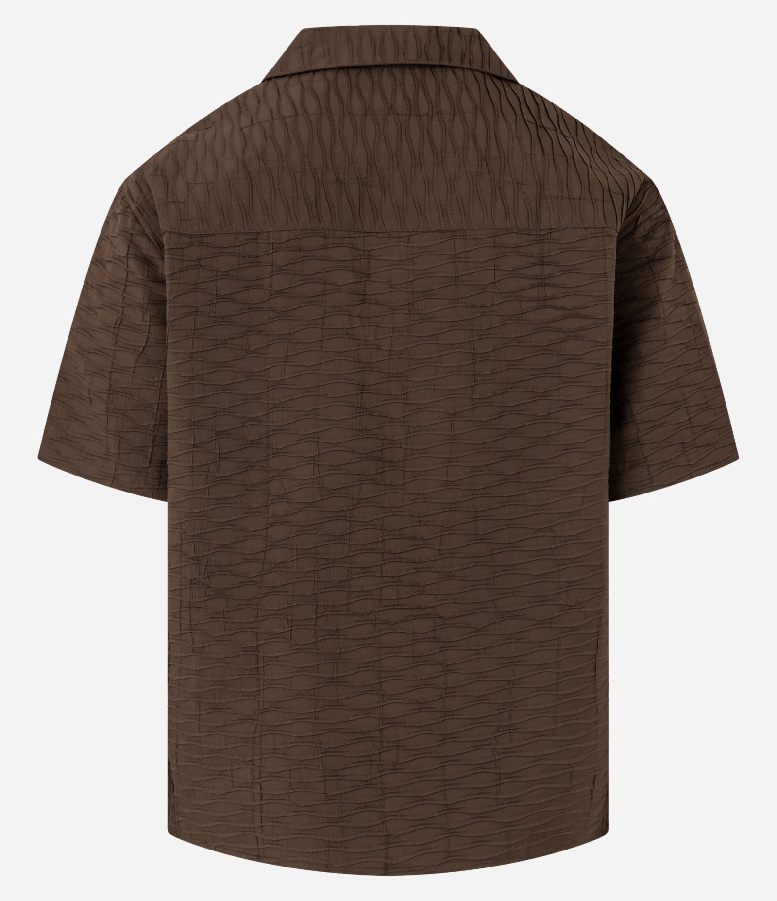 Camisa Boxy com Textura Bowling e Abotoamento Frontal Marrom 8