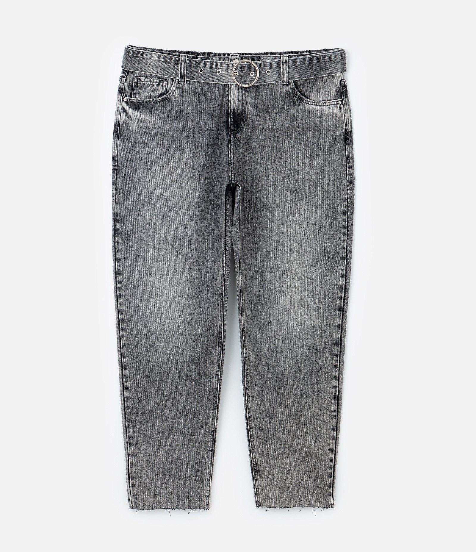 Calça Reta em Jeans com Cinto Curve & Plus Size Cinza 5