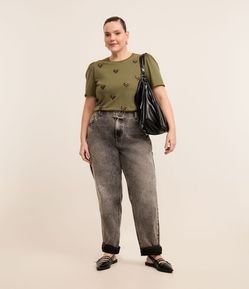 Calça Reta em Jeans com Cinto Curve & Plus Size