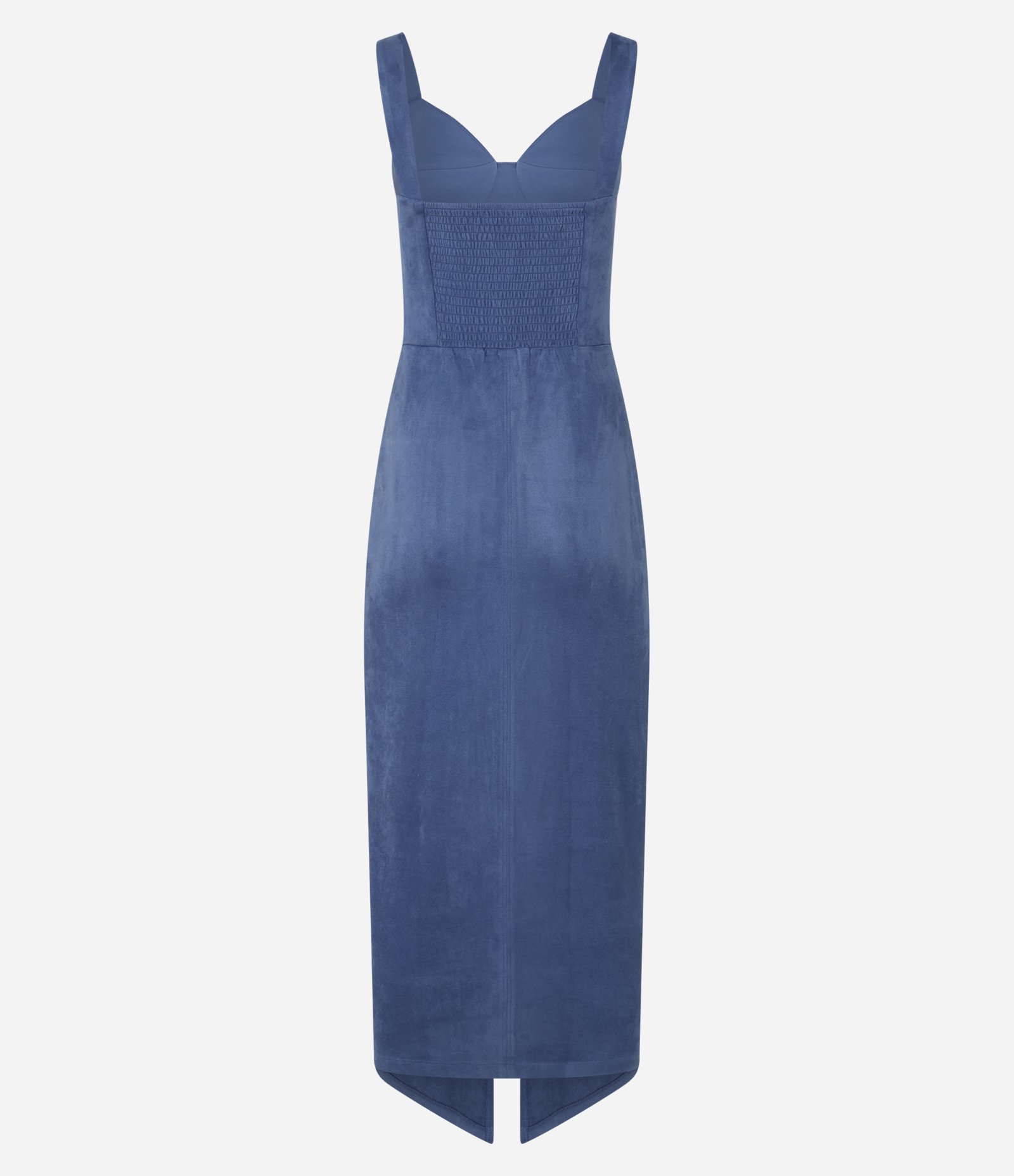 Vestido Boho New Midi em Suede com Fenda na Barra Azul 7
