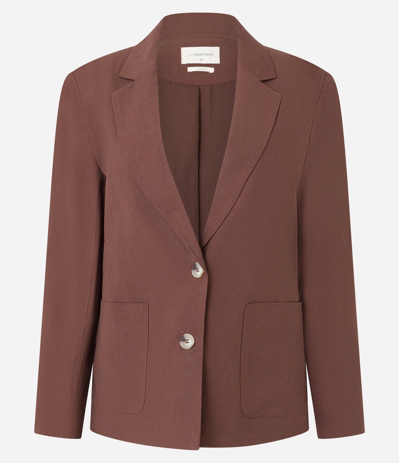 Blazer Oversized em Viscolinho com Botões e Bolsos Marrom 9