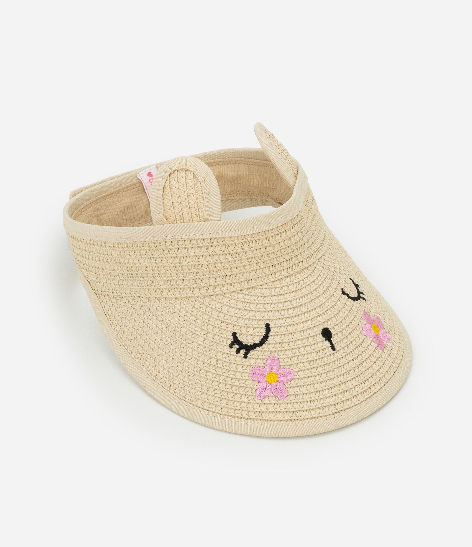 Viseira Infantil em Palha com Carinha - Tam Único Bege 1