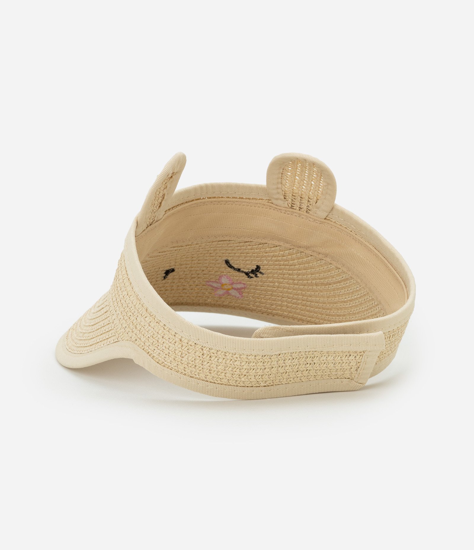 Viseira Infantil em Palha com Carinha - Tam Único Bege 2