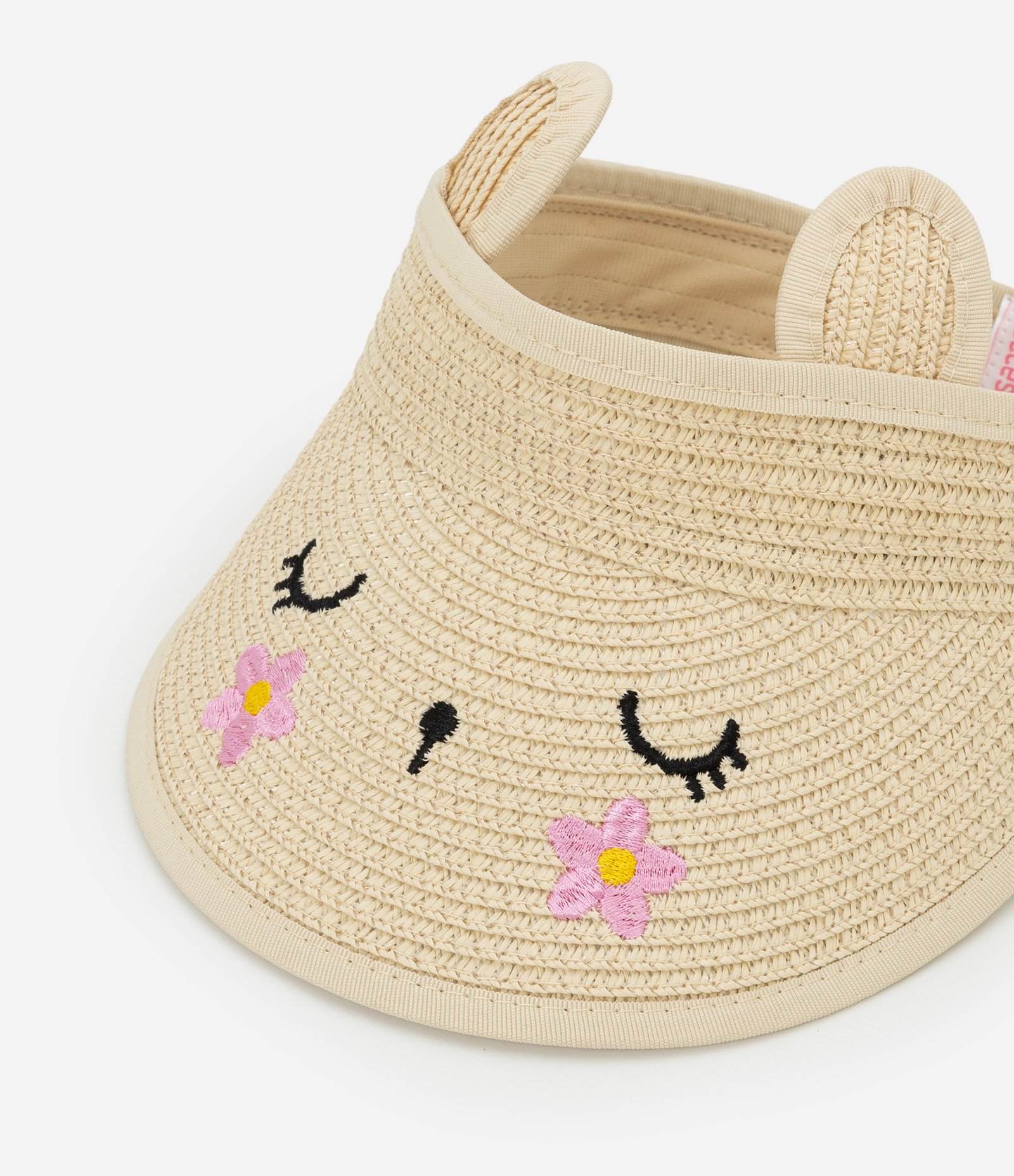 Viseira Infantil em Palha com Carinha - Tam Único Bege 4