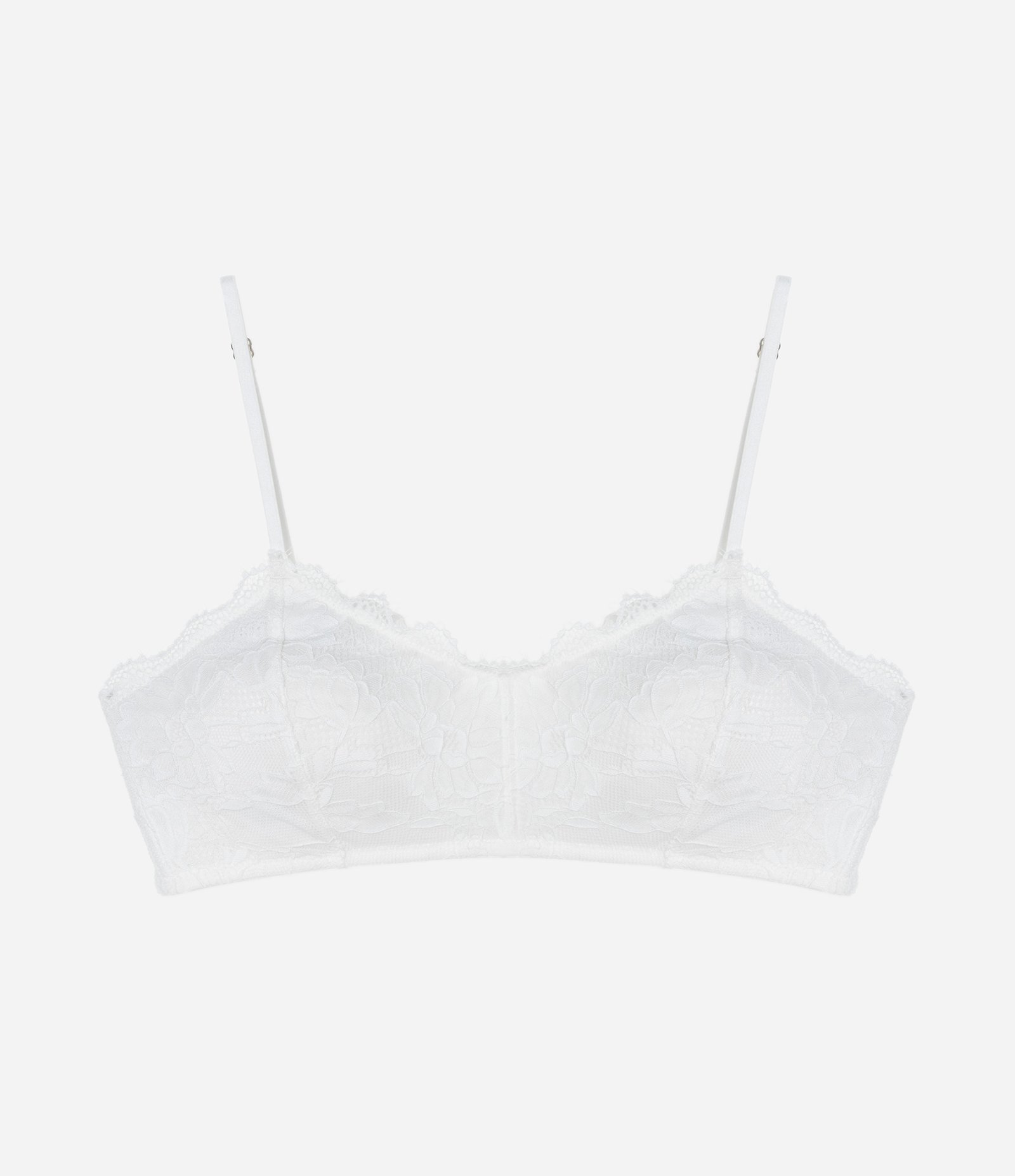 Sutiã Top Sem Bojo Sem Aro em Renda Floral Branco 5