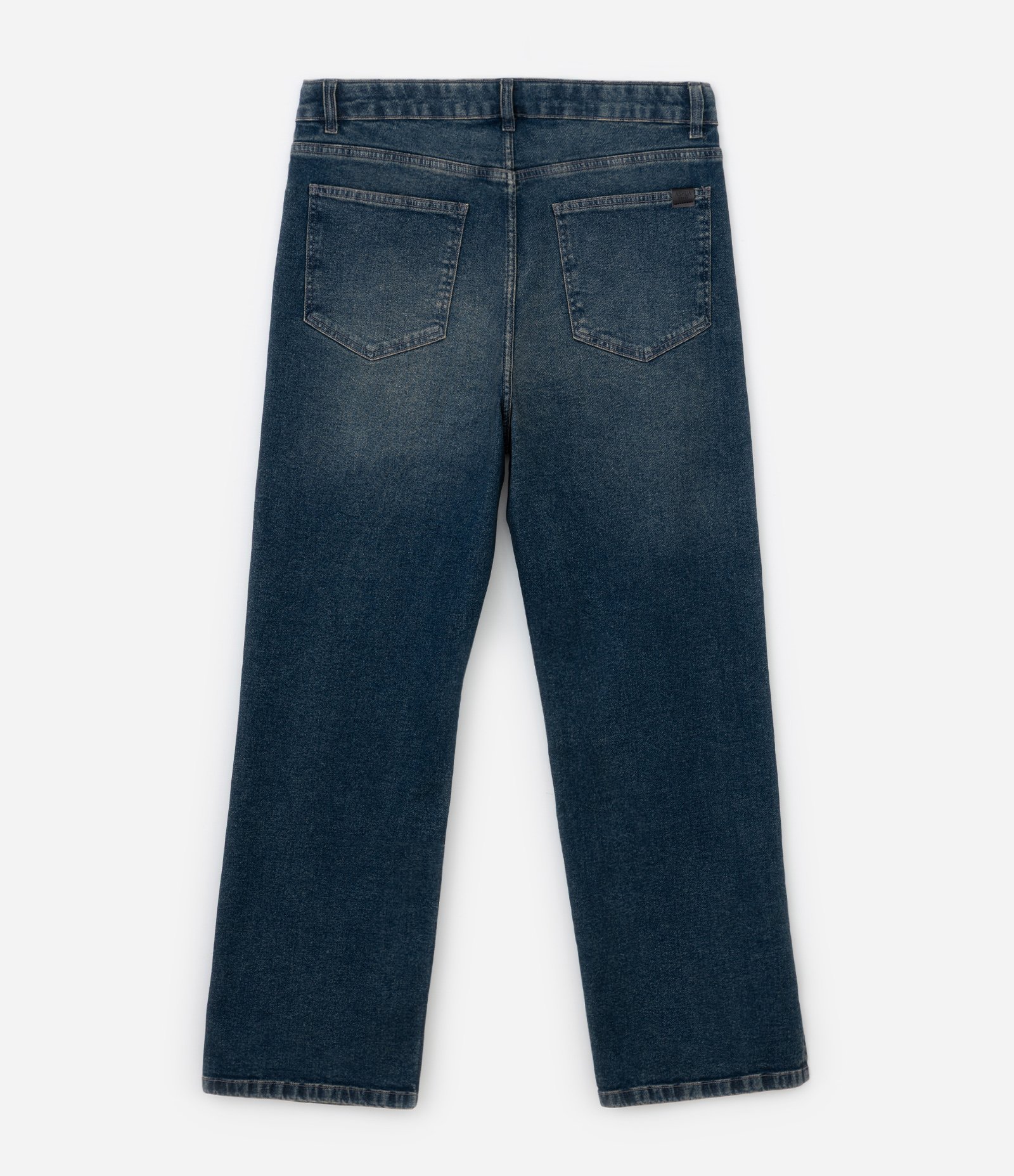 Calça Reta Jeans e Elastano Fenda Lateral Curve & Plus Size Azul 7