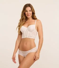 Calcinha Boyshort em Renda Floral