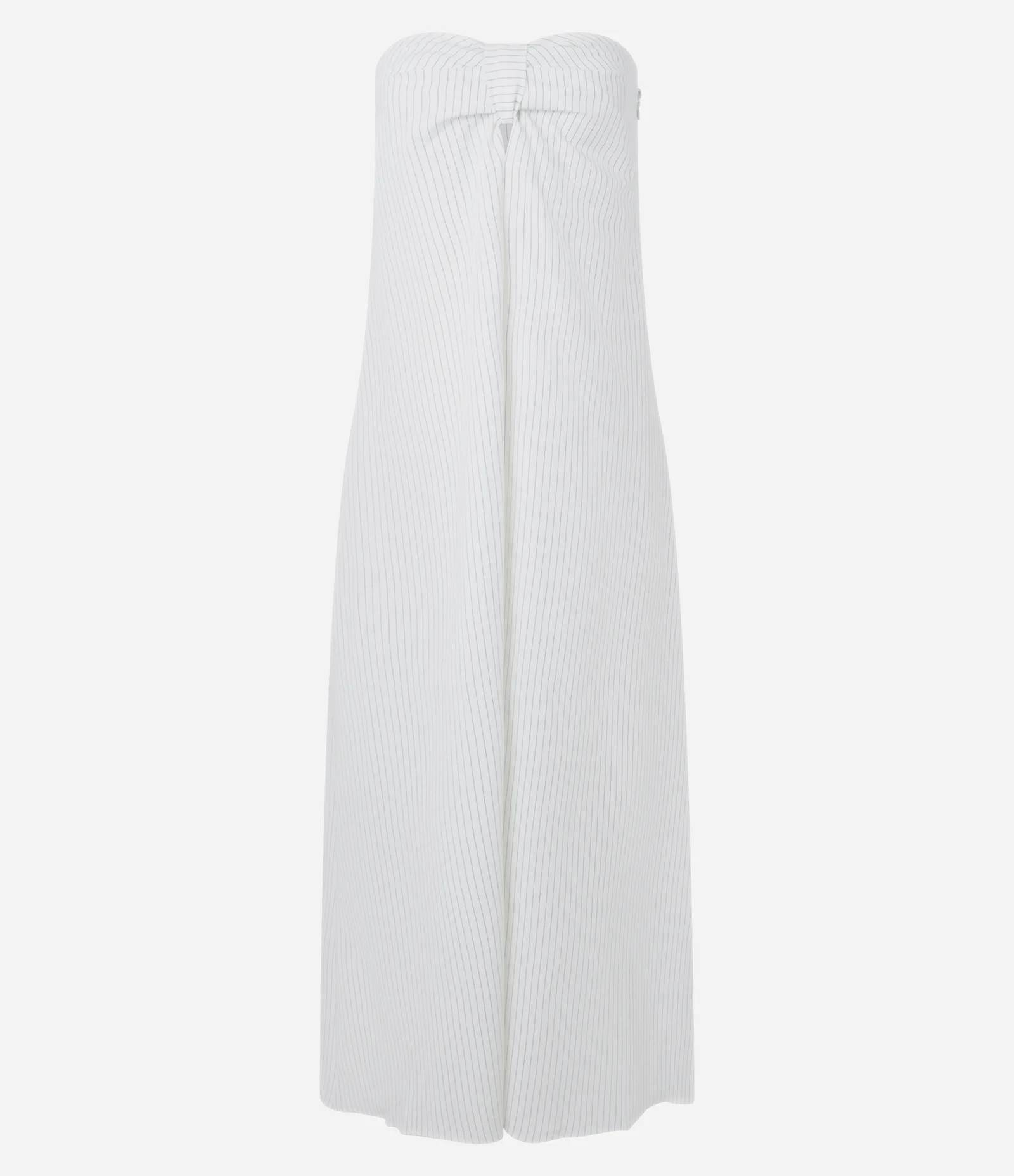 Vestido Plano Tomara Que Caia de Alfaiataria com Estampa de Listras Branco 1