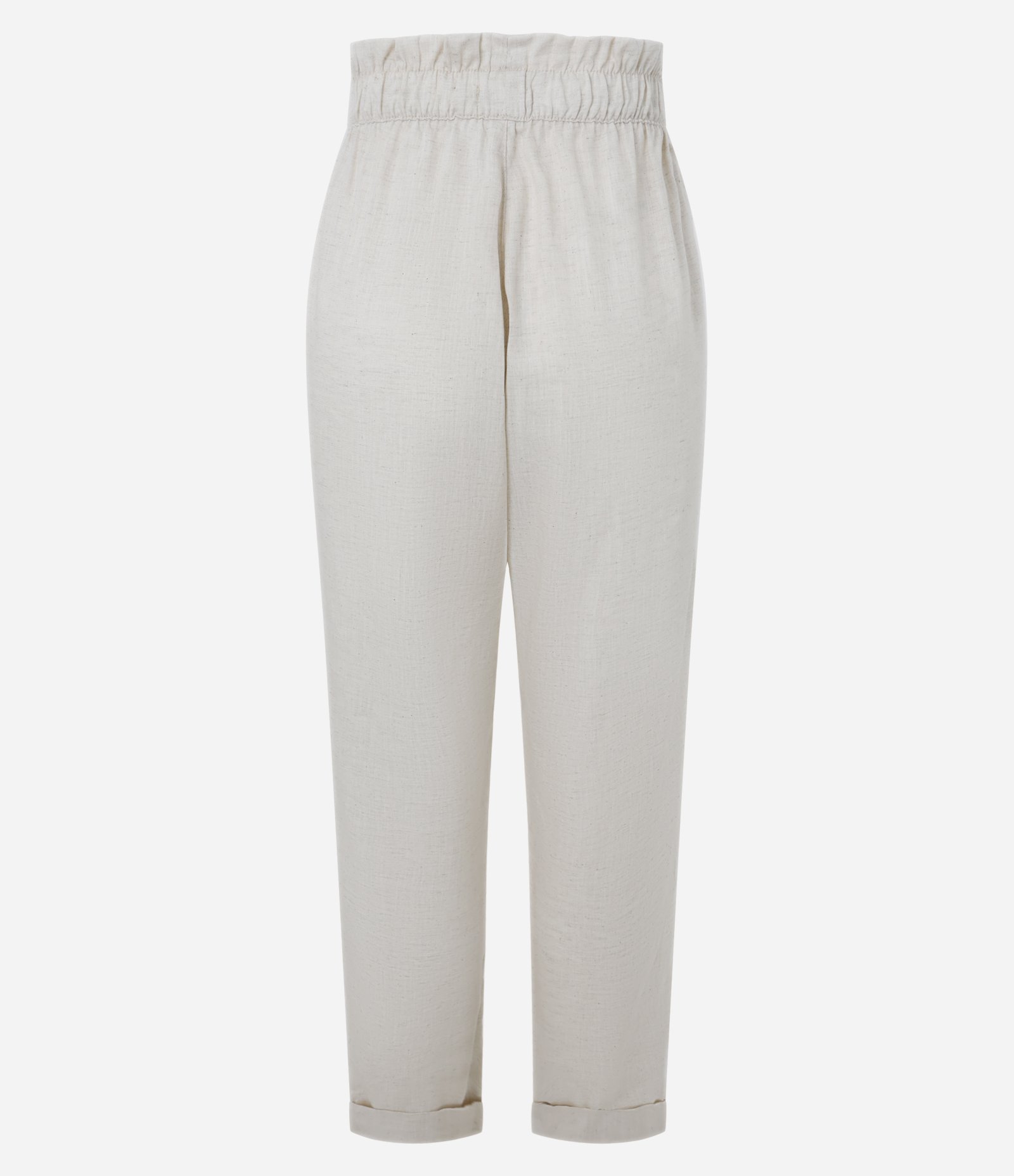 Calça Carrot em Sarja com Cós Elástico e Amarração na Cintura Off White 6