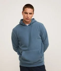 Casaco Esportivo com Capuz em Fleece