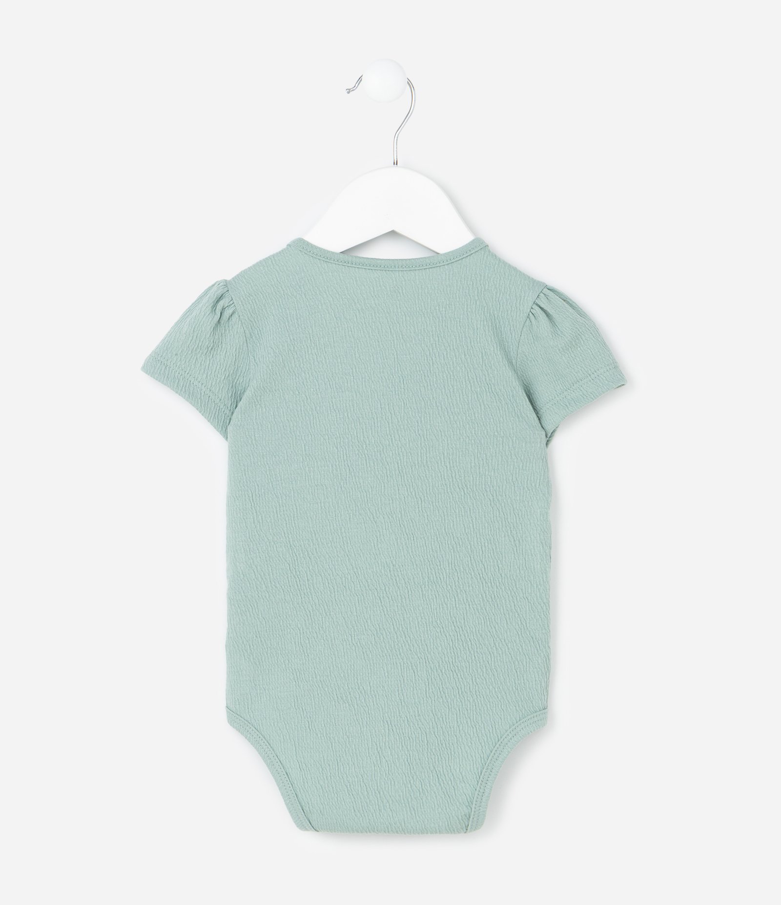 Body Infantil Texturizado com Bordado de Flor - Tam 0 a 18 meses Verde 3