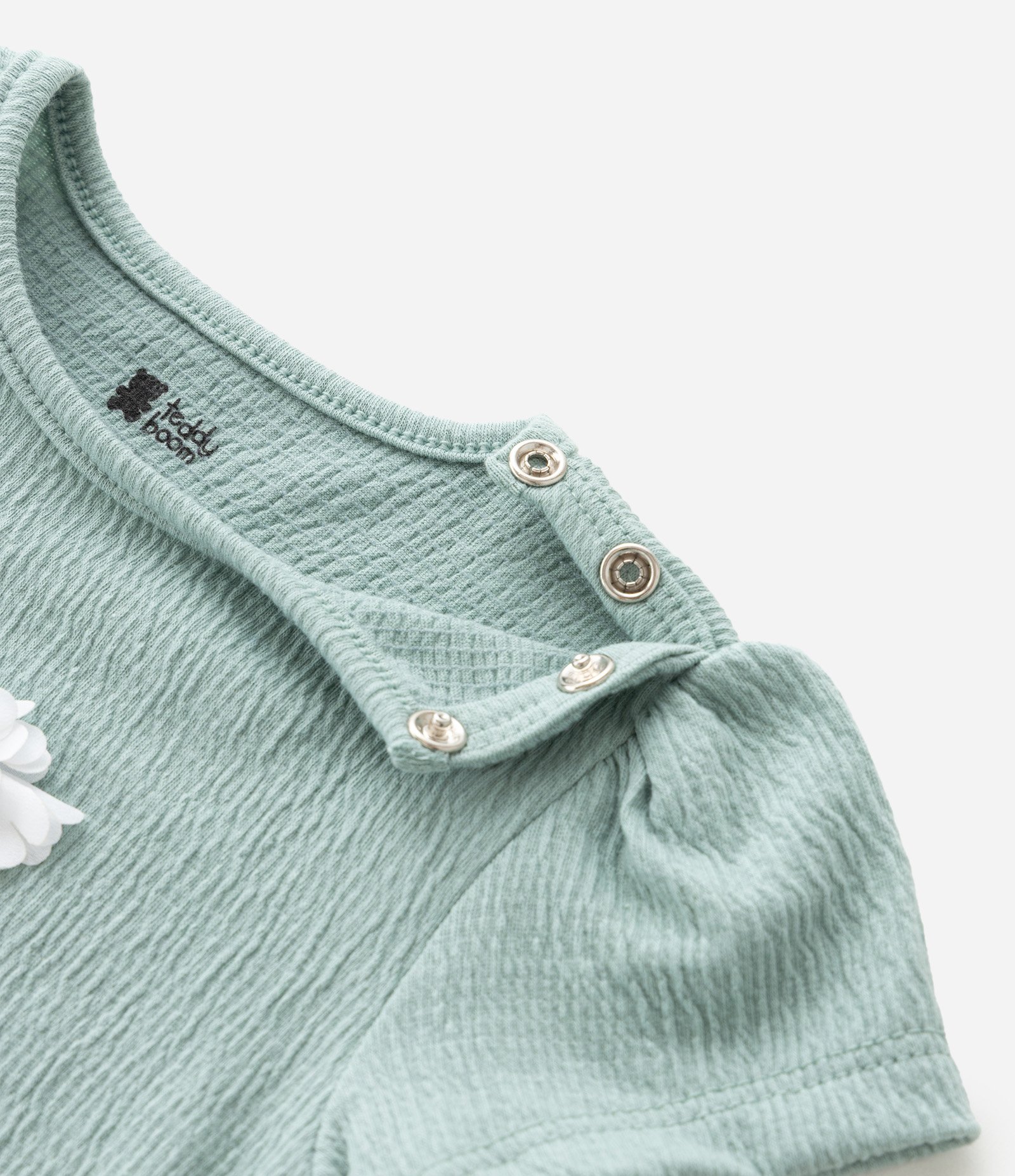 Body Infantil Texturizado com Bordado de Flor - Tam 0 a 18 meses Verde 5