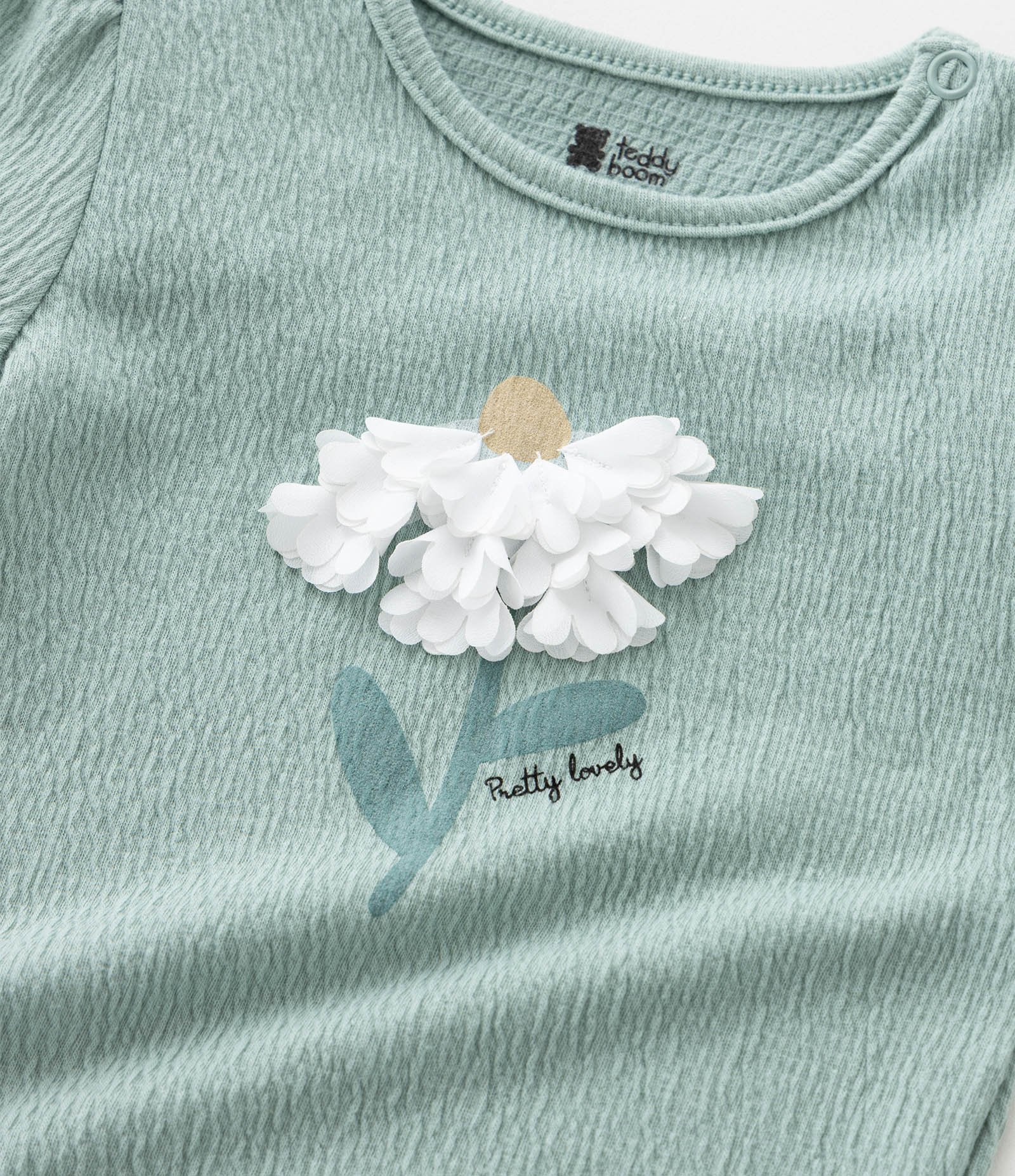 Body Infantil Texturizado com Bordado de Flor - Tam 0 a 18 meses Verde 7