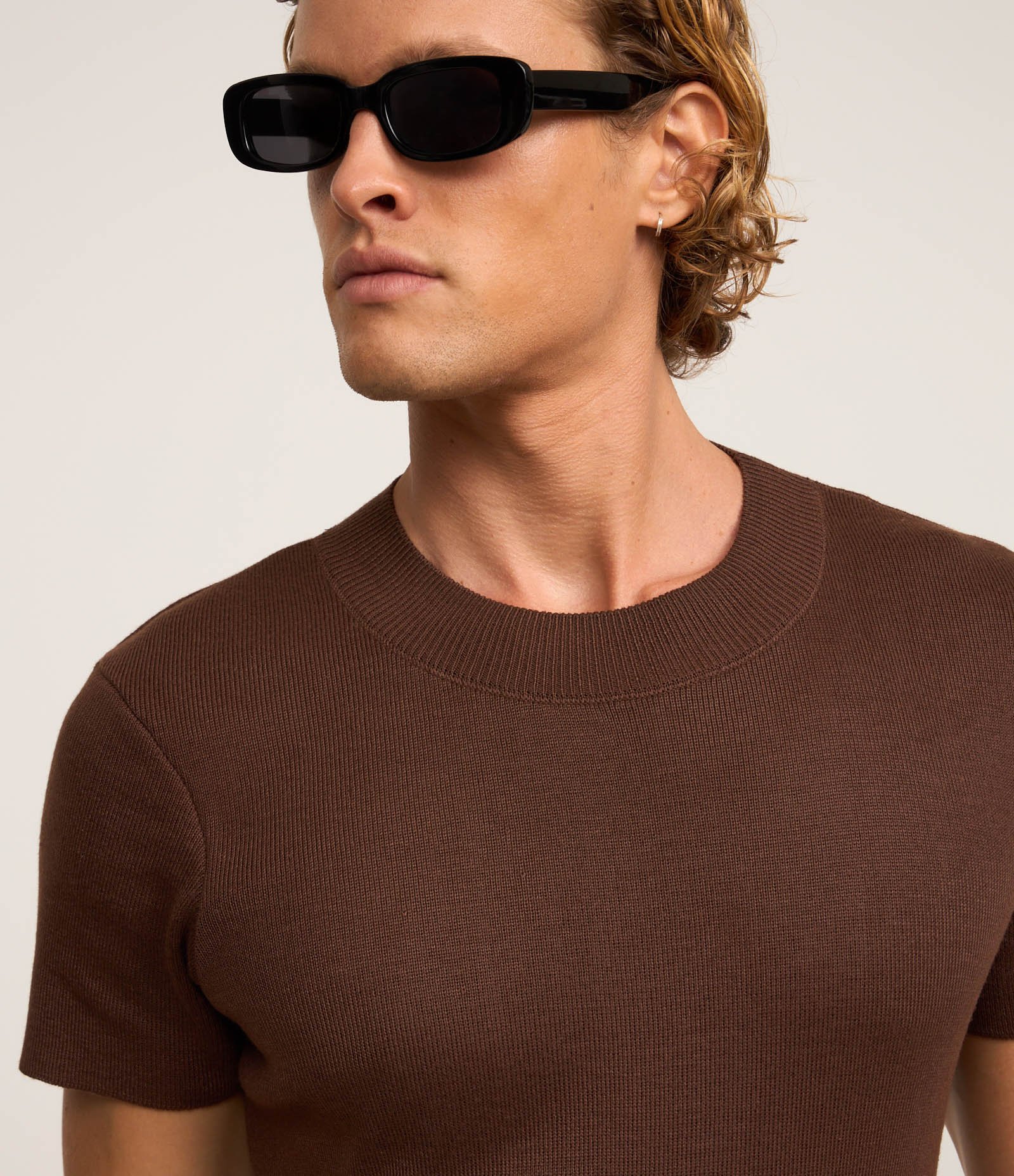 Camiseta em Tricô com Textura Marrom 5