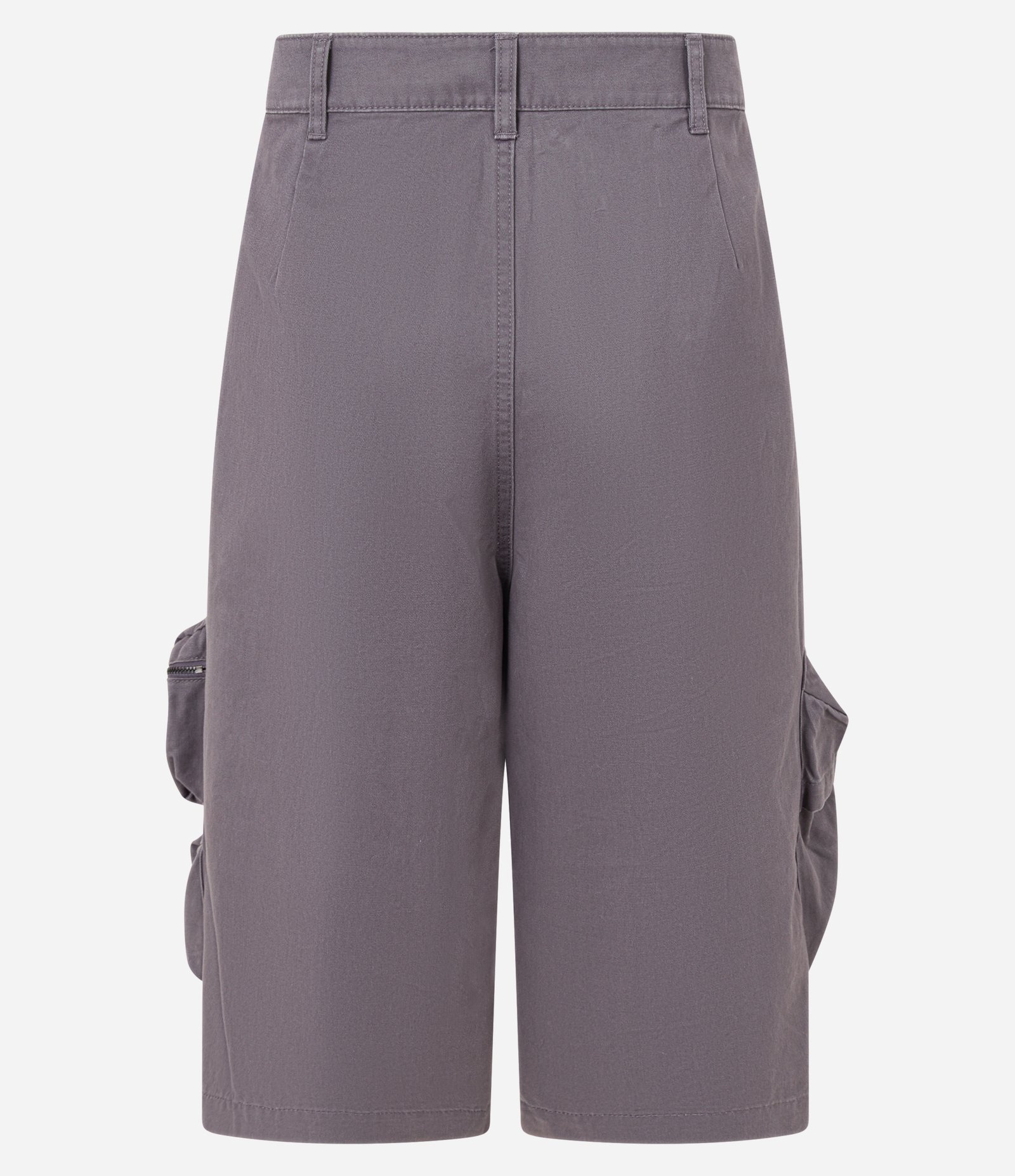 Bermuda Super Baggy em Sarja Bolso Cargo com Fechamento em Zíper Cinza 6