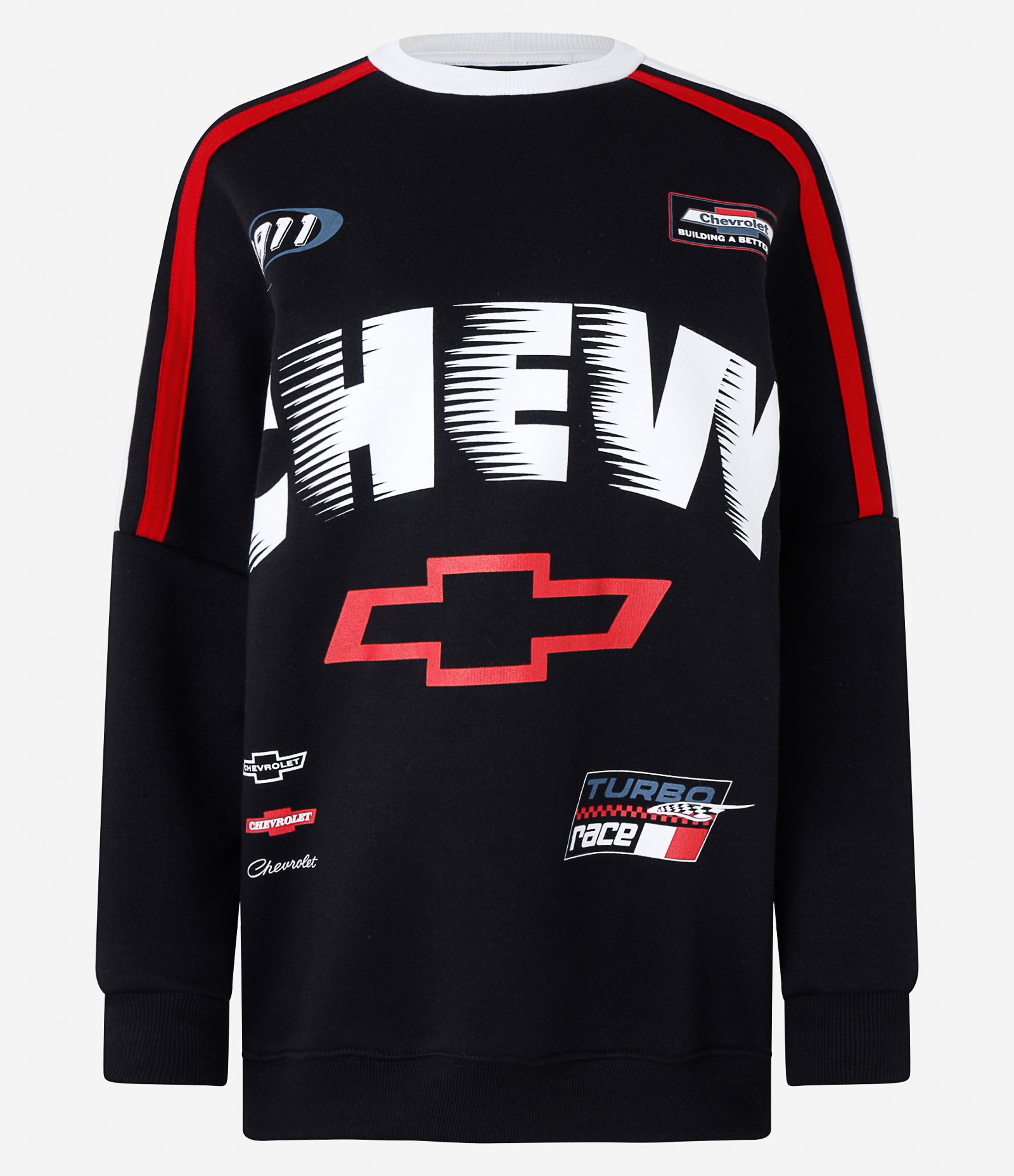 Casaco em Moletom com Viés Contrastante e Estampa Chevrolet Preto 9