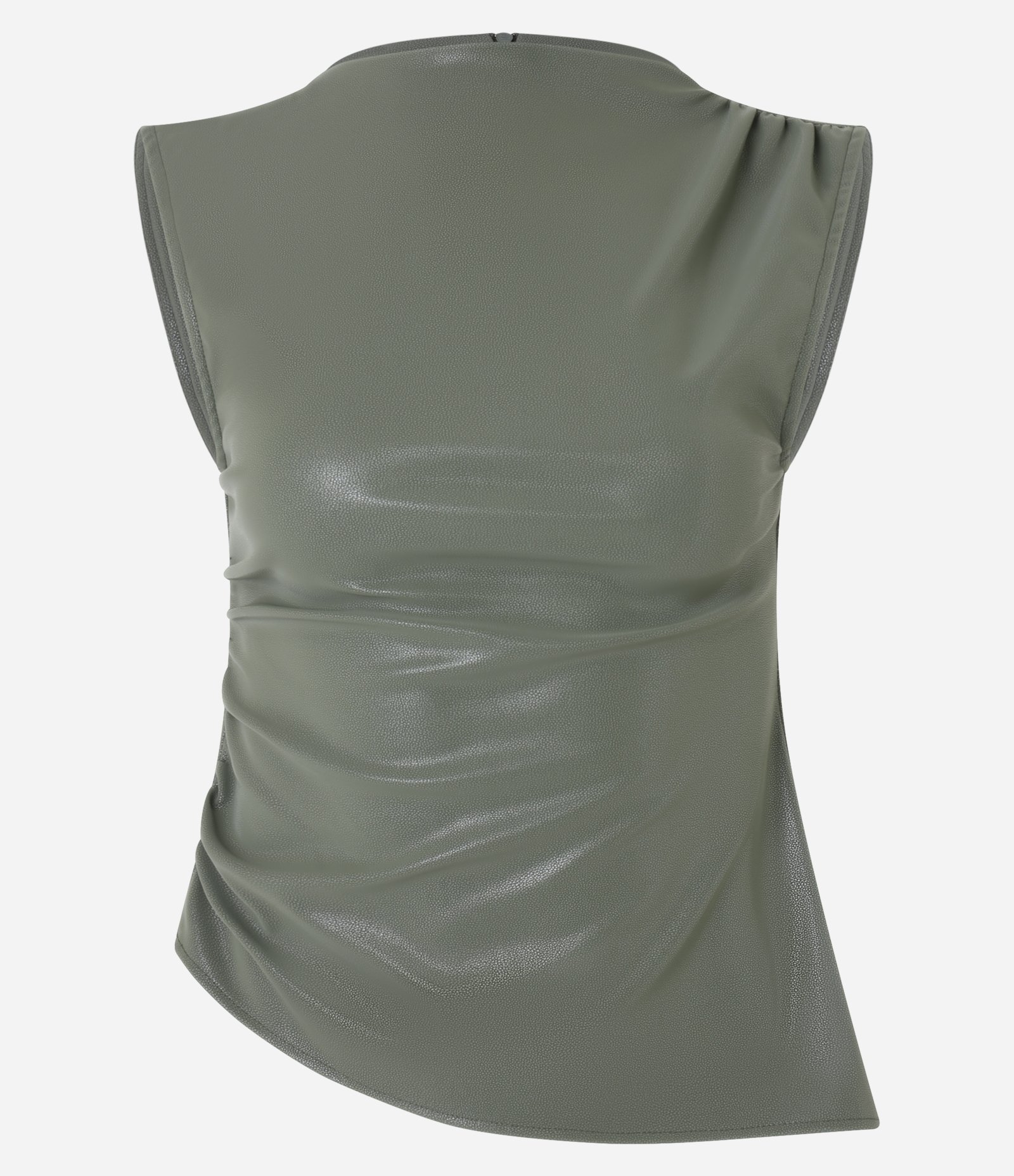 Blusa em Pu com Drapeado Lateral e Zíper Verde 5