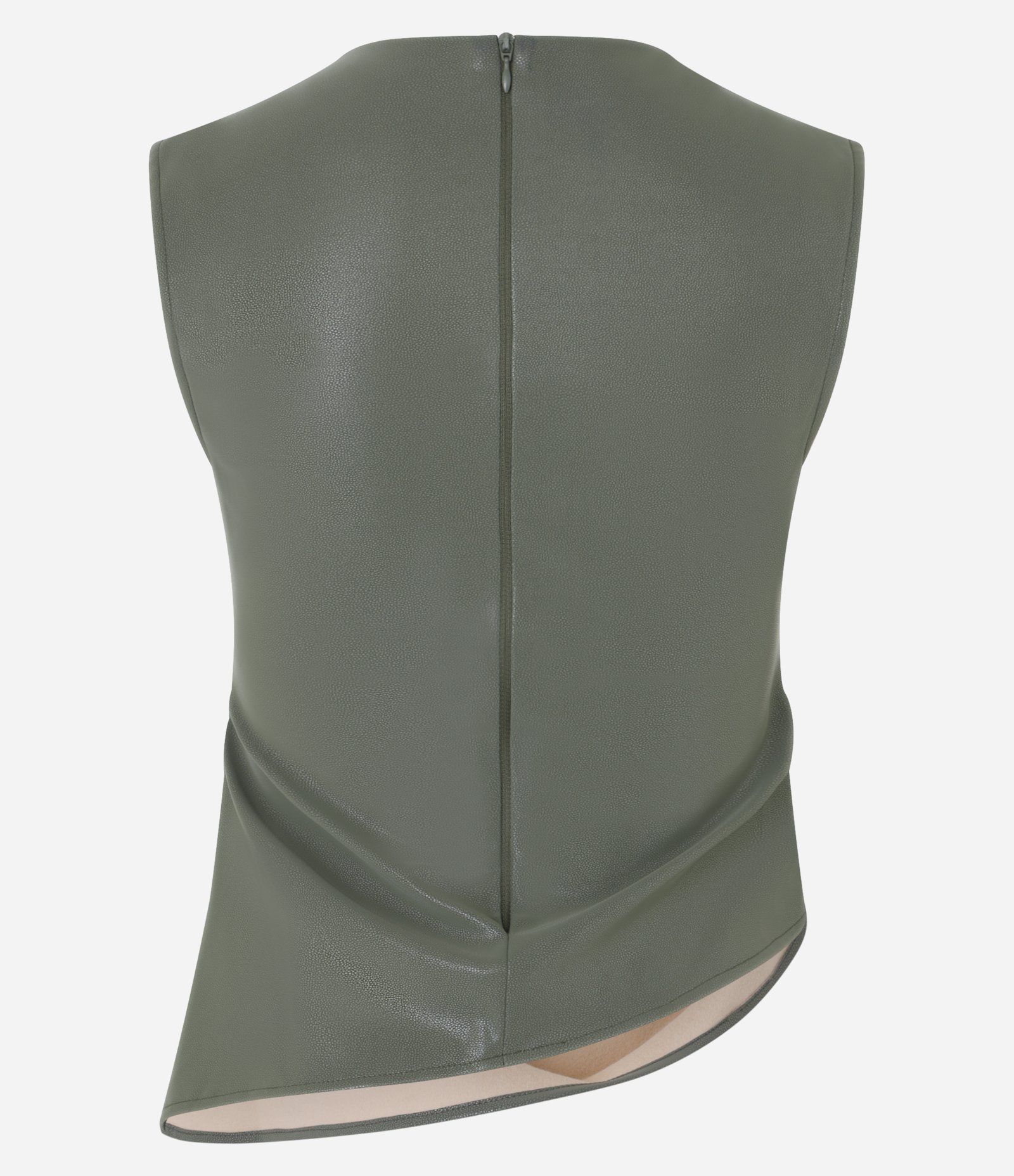 Blusa em Pu com Drapeado Lateral e Zíper Verde 6