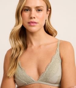 Sutiã Top em Microfibra com Detalhes em Renda e Bojo Removível