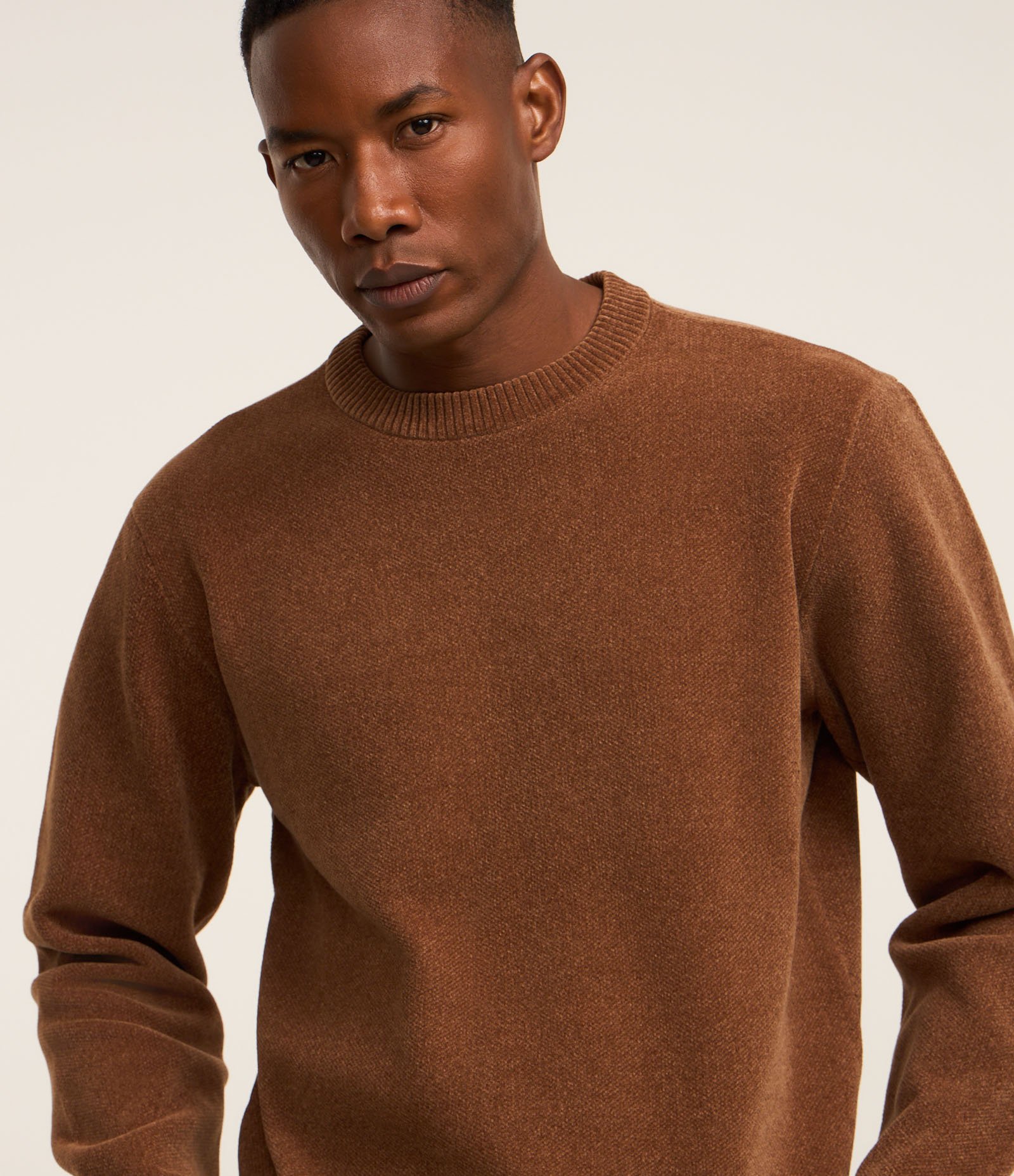 Suéter Básico em Fleece com Felpa Texturizado Marrom 8
