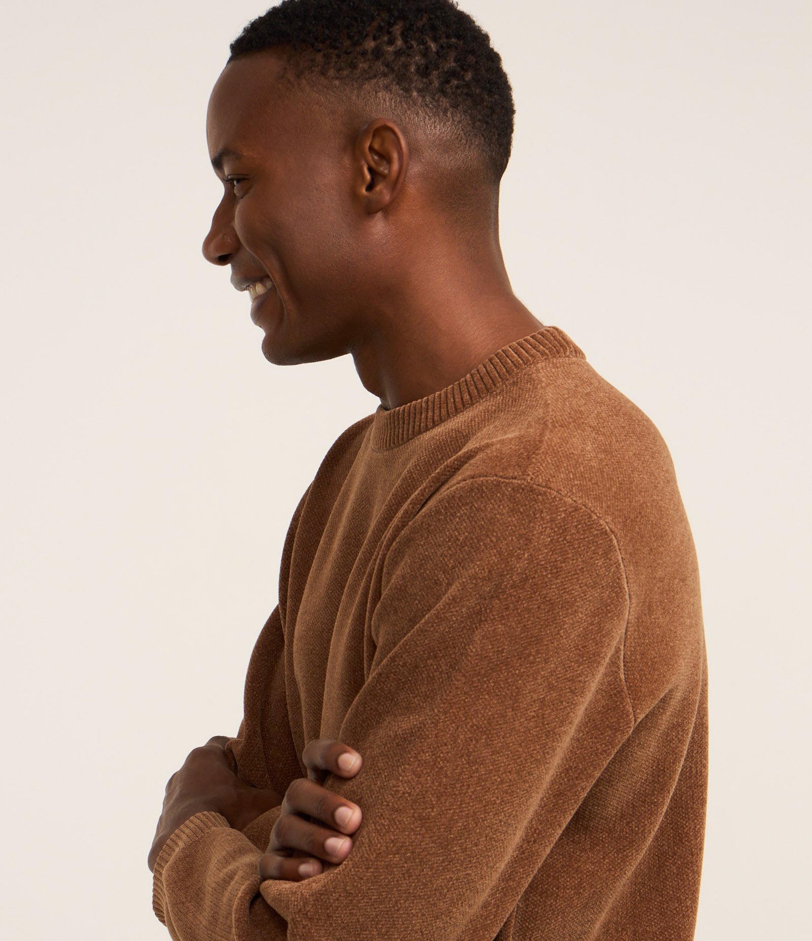 Suéter Básico em Fleece com Felpa Texturizado Marrom 3
