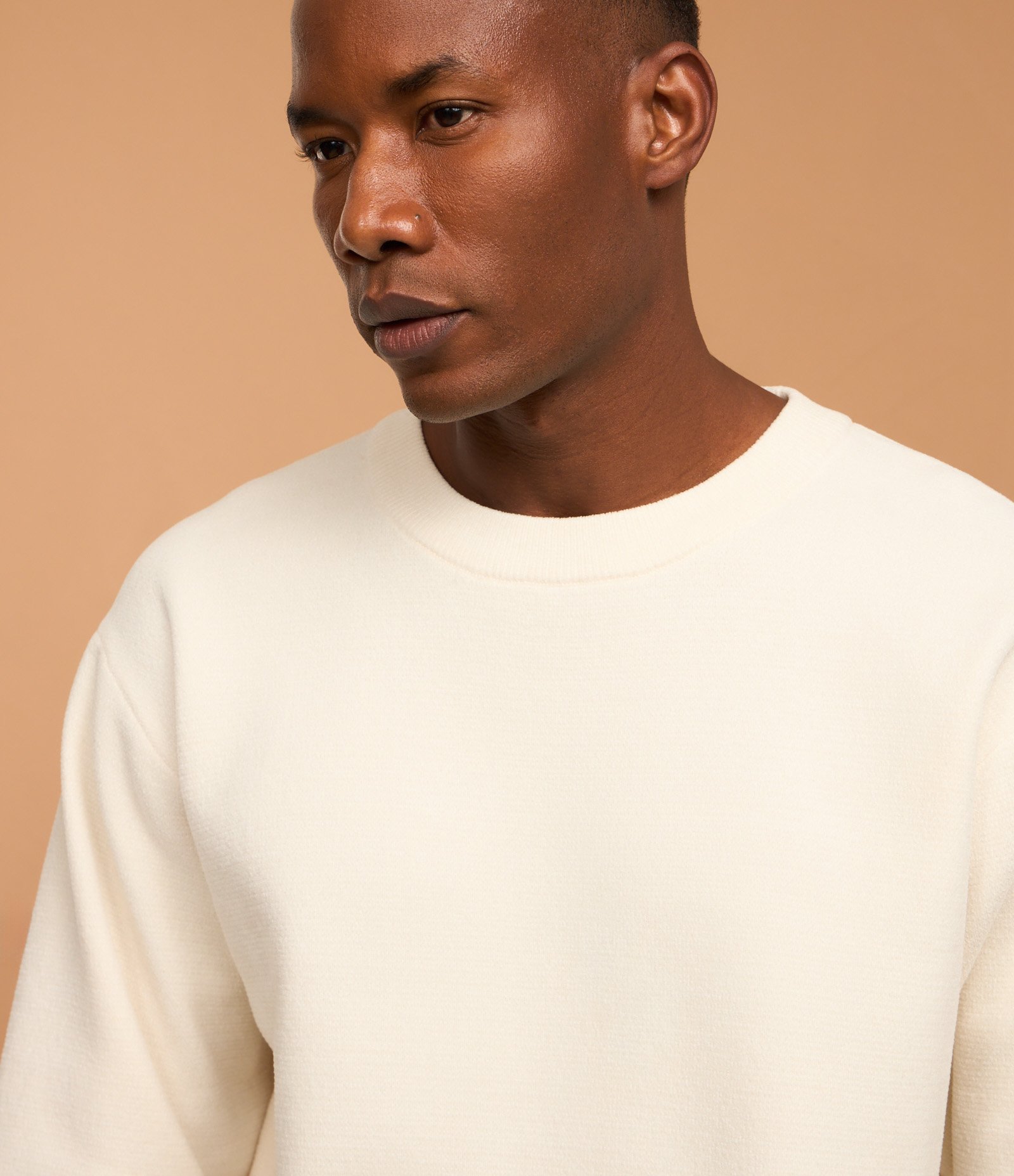 Suéter Básico em Fleece com Felpa Texturizado Off White 4