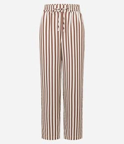 Calça Fluída Anarruga Listrada com Cós Elástico