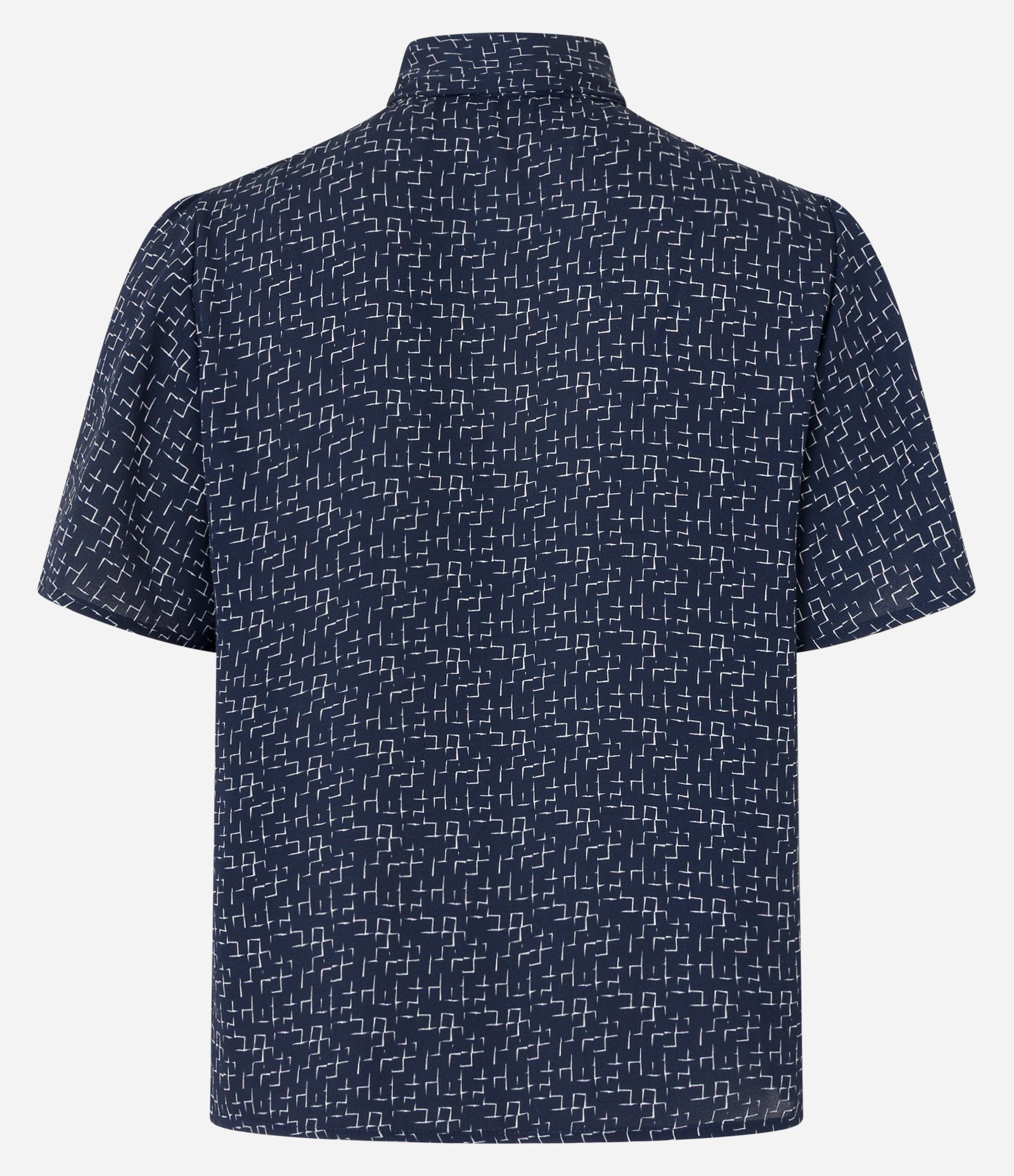 Blusa em Chiffon com Gola Laço e Estampa Geométrica Azul 6