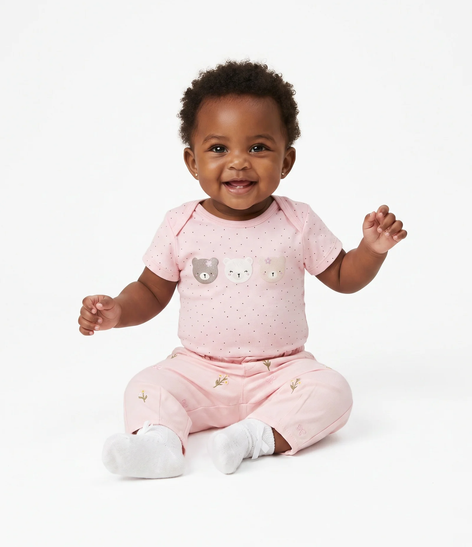 Body Bebê Em Algodão Com Estampa Bichinhos - Tam RN a 18 meses Rosa 1
